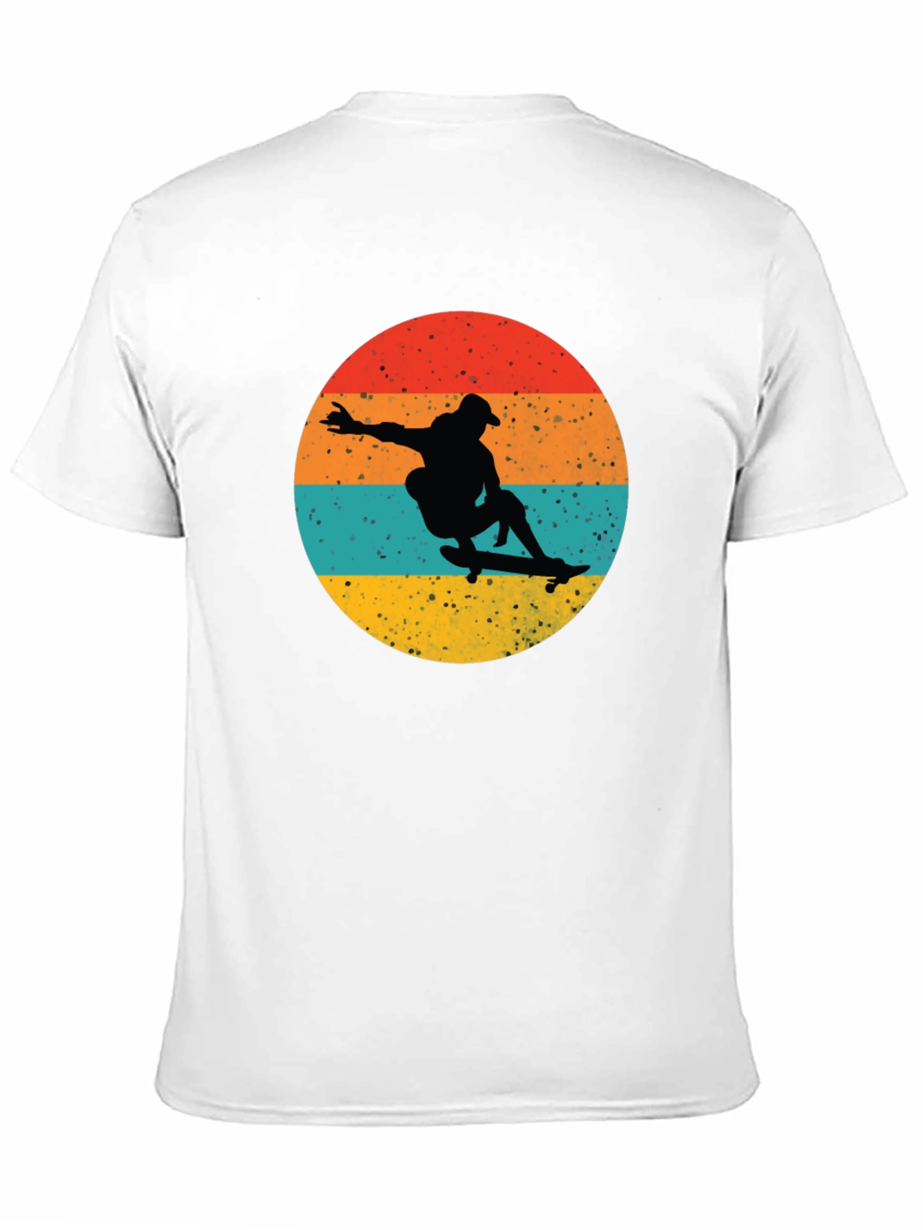 Retro Skateboarder Graphic Tee - Black Cotton
