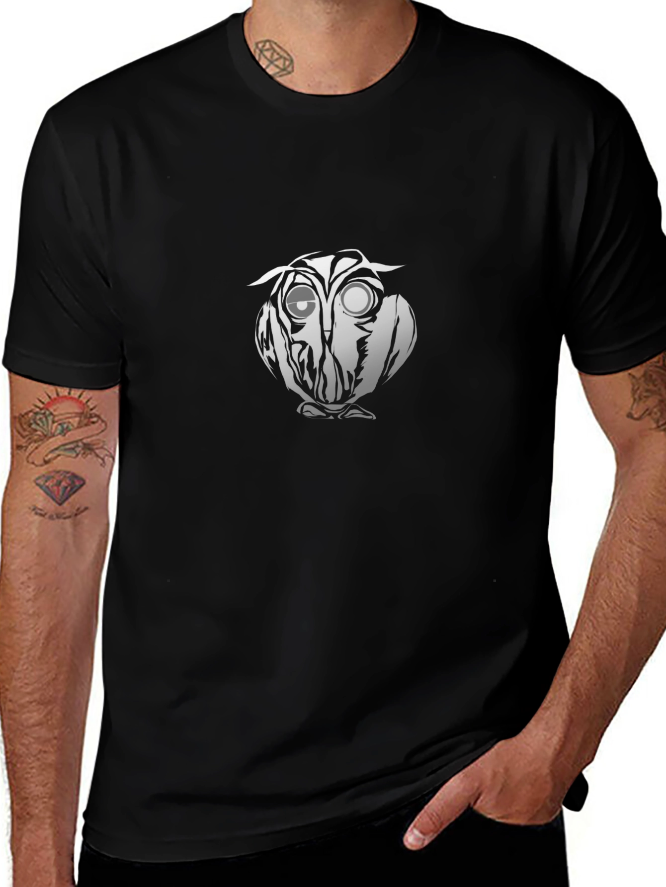 Cool Owl Graphic Black T-Shirt