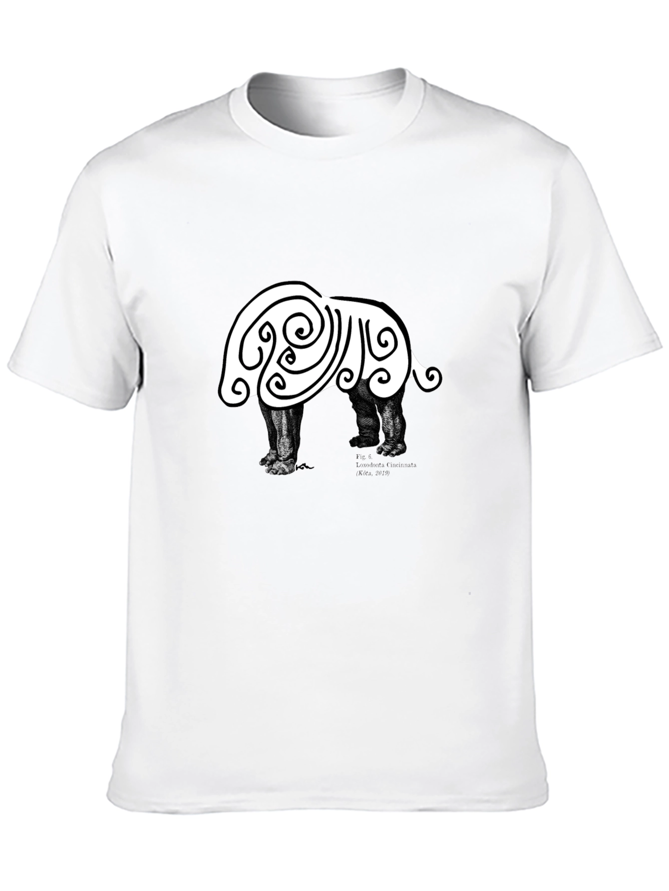 Abstract Hippo Graphic Tee - Black Cotton T-Shirt