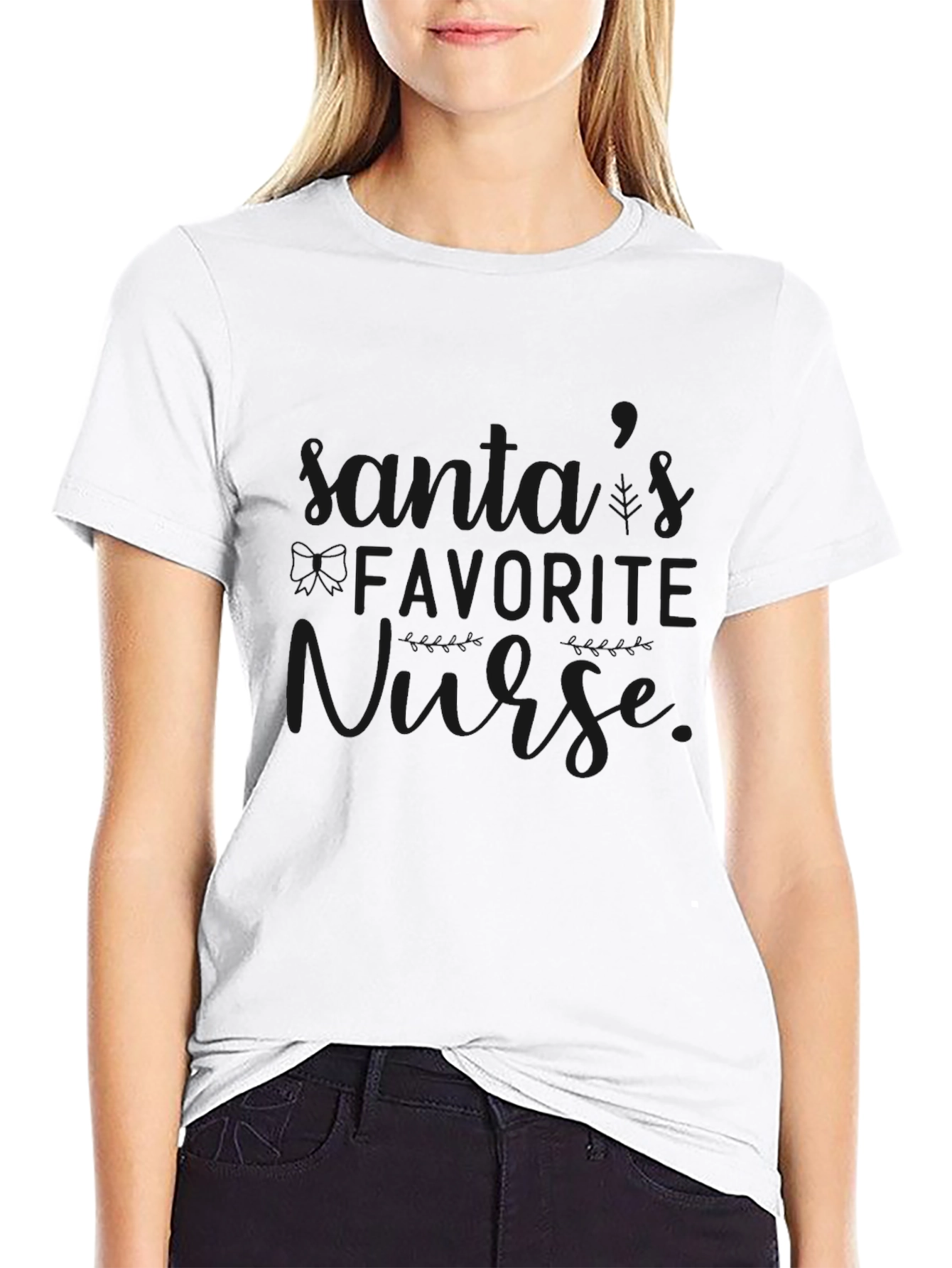 Santas Favorite Nurse Black T-Shirt