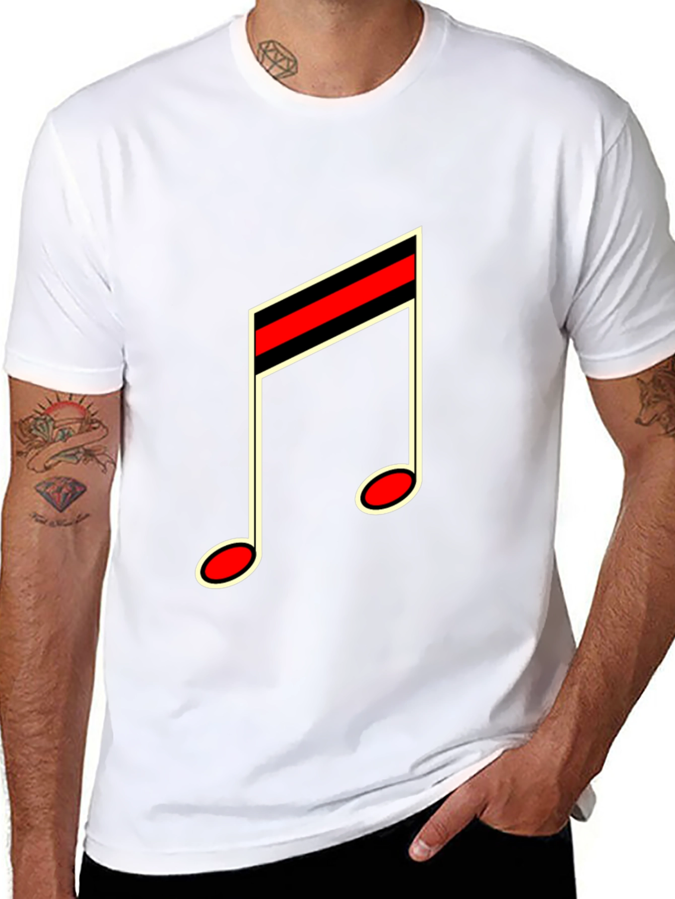 Musical Note Graphic Tee - Black