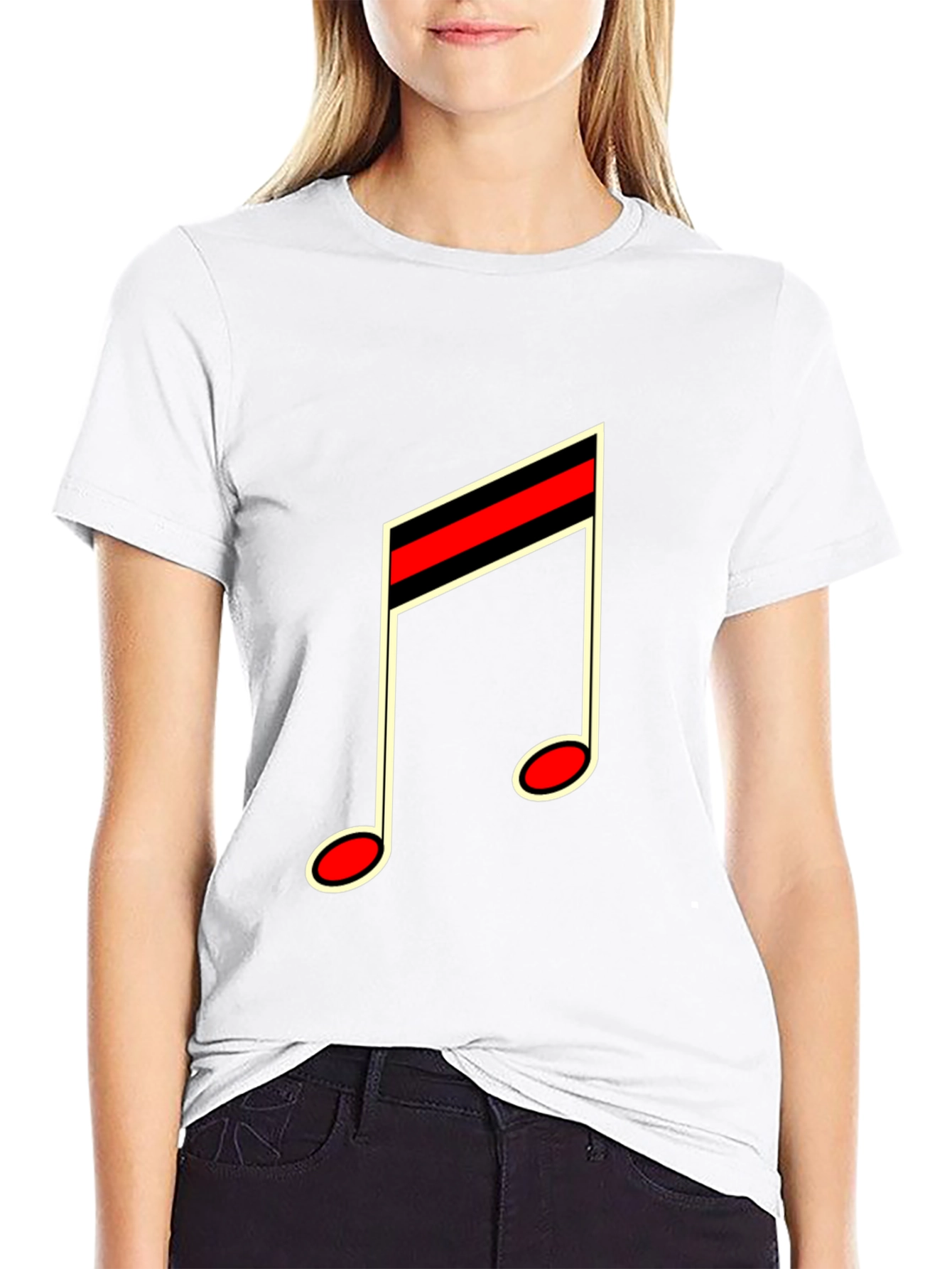Musical Note Graphic Tee - Black