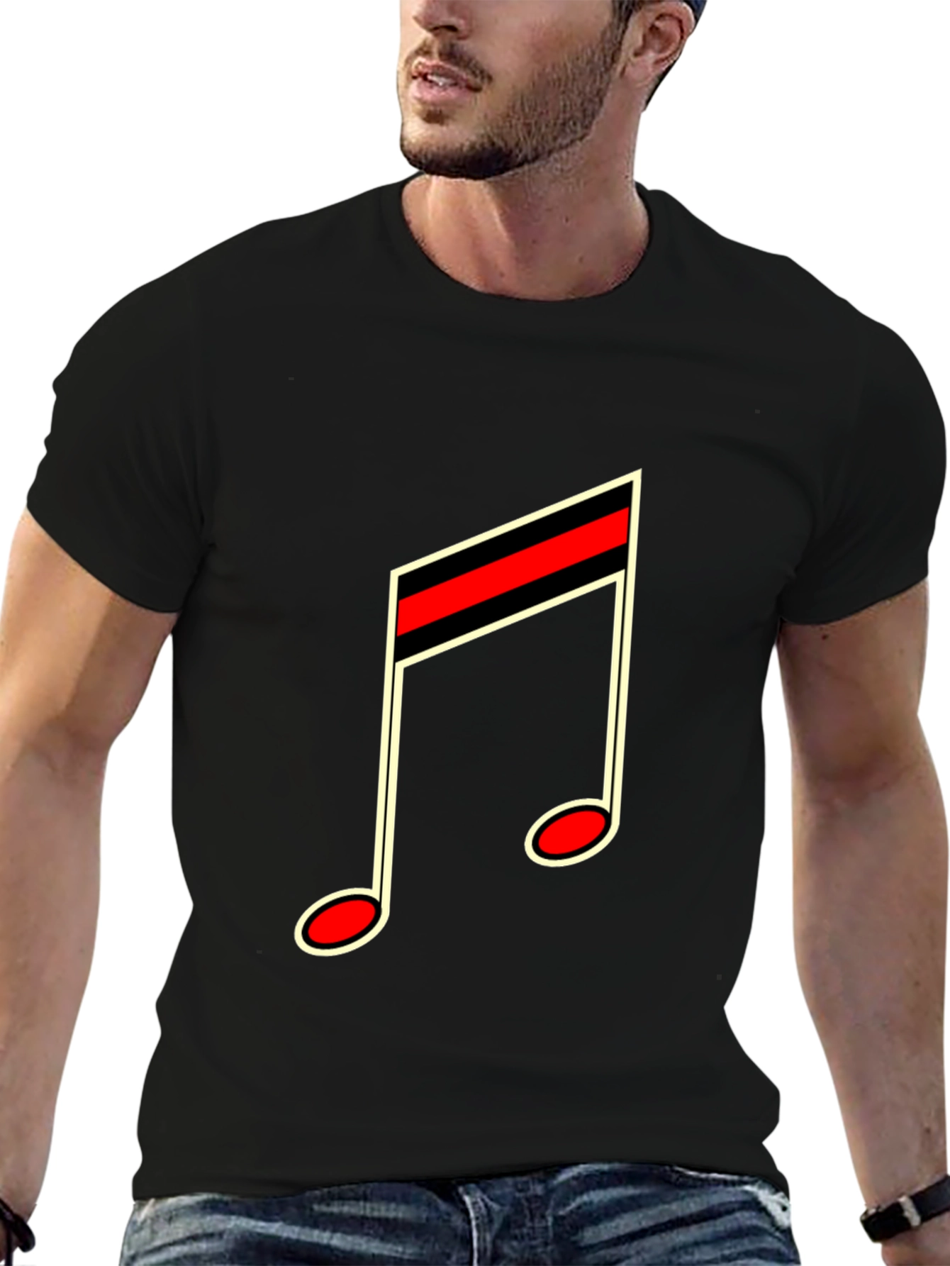 Musical Note Graphic Tee - Black