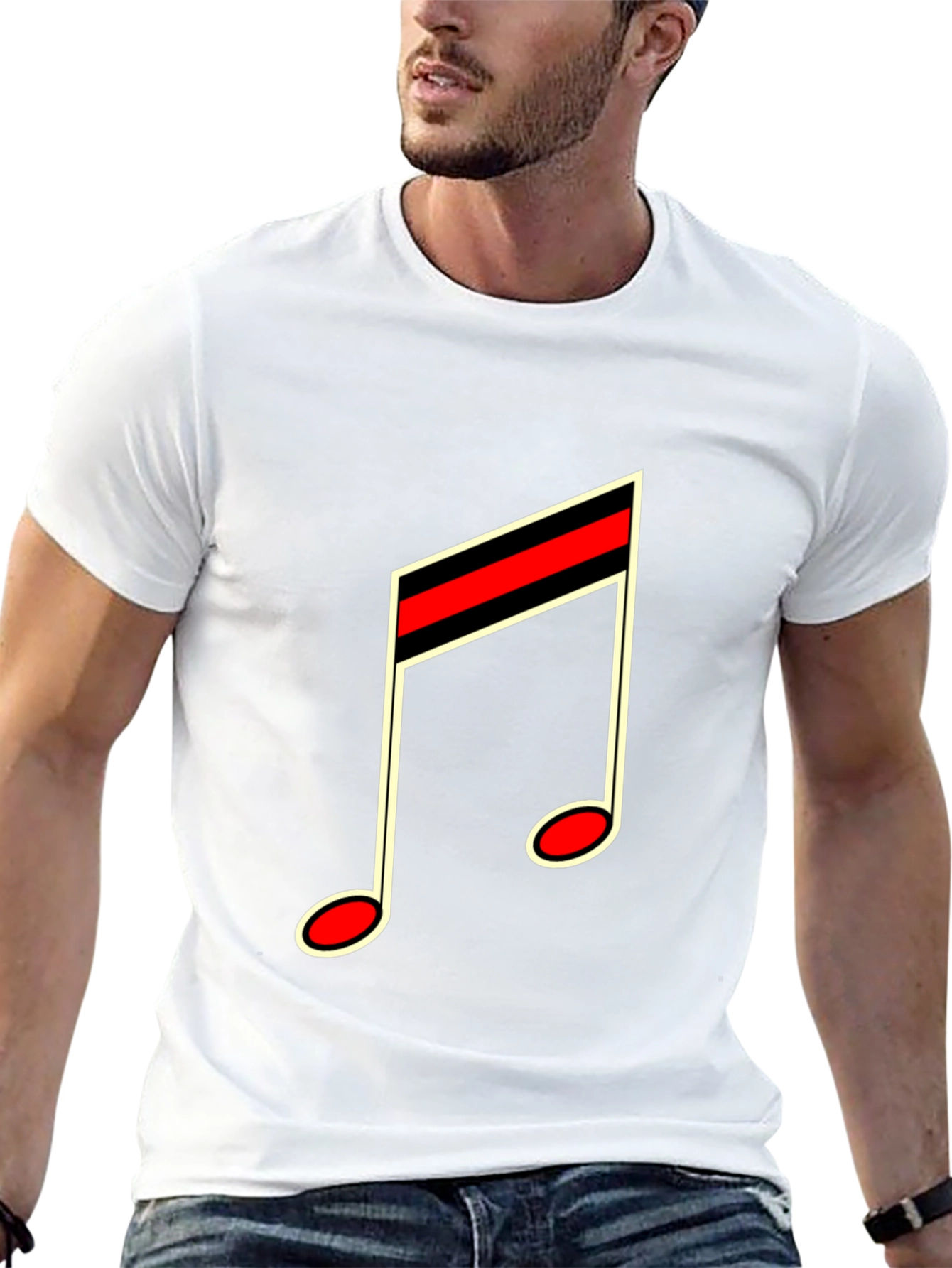 Musical Note Graphic Tee - Black