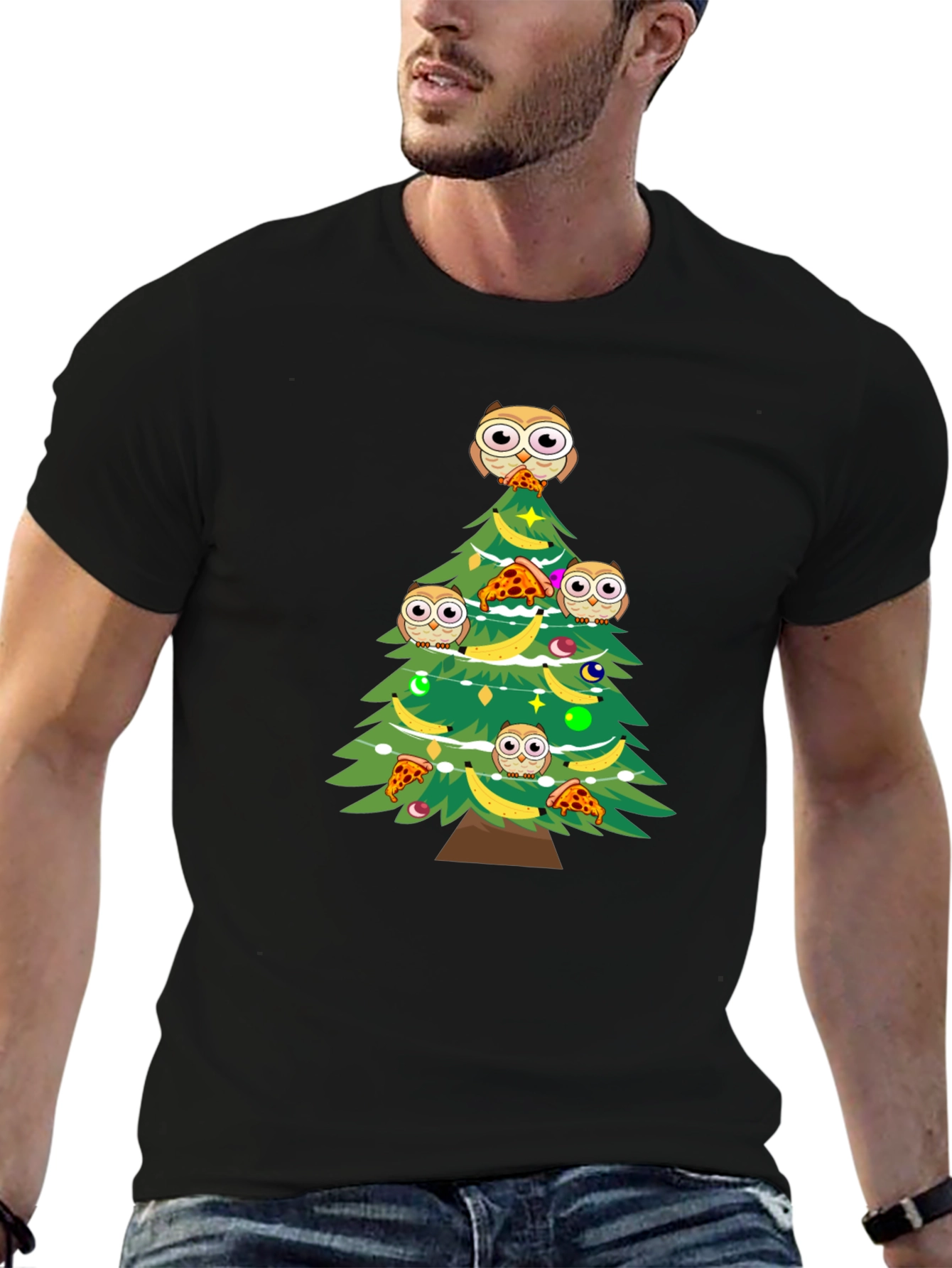 Owl Christmas Tree Graphic T-Shirt