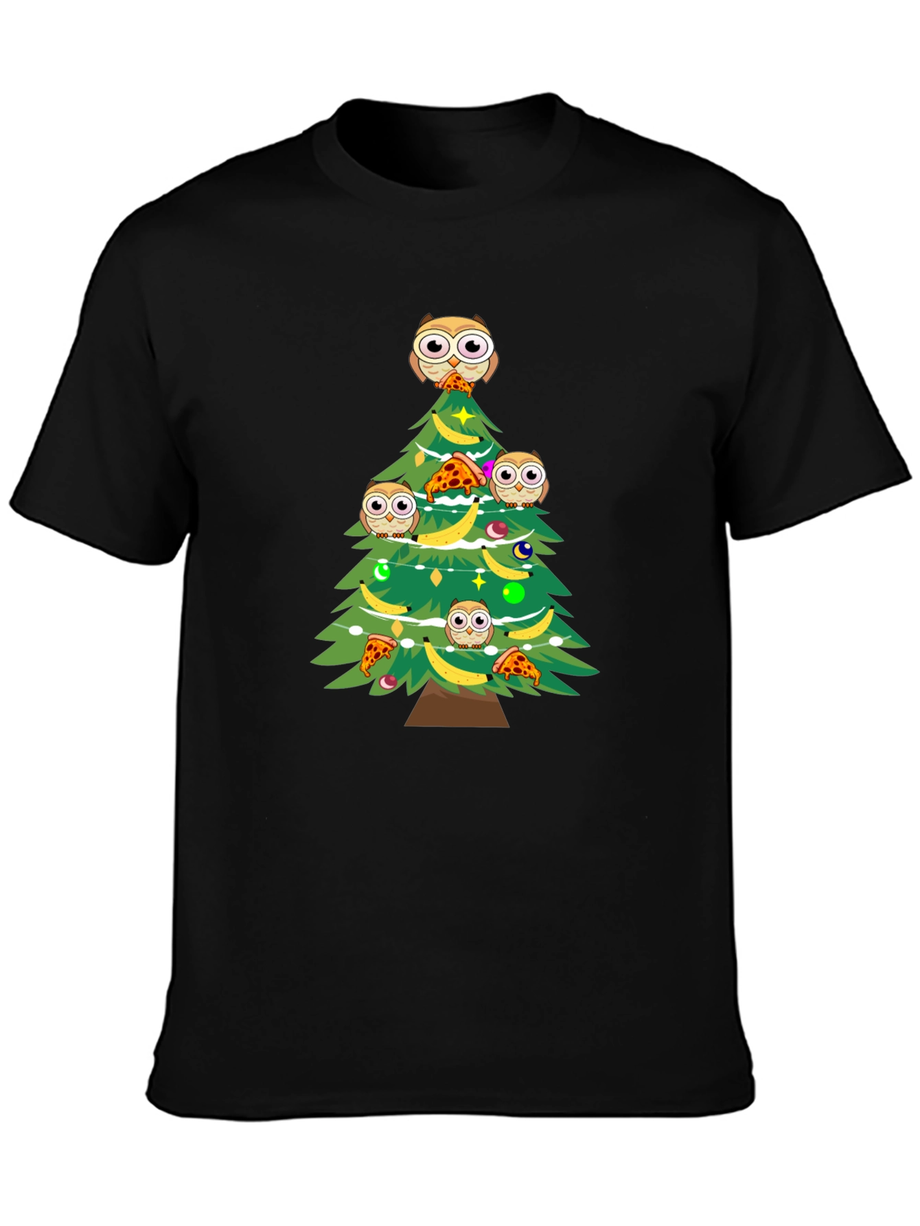Owl Christmas Tree Graphic T-Shirt