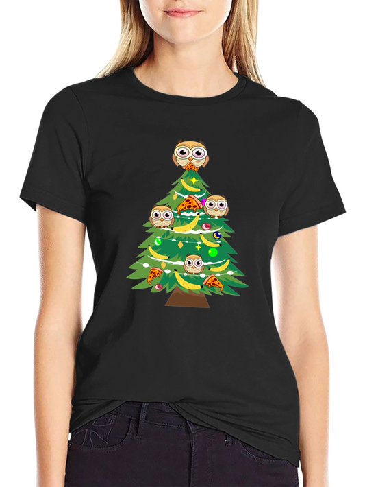 Owl Christmas Tree Graphic T-Shirt