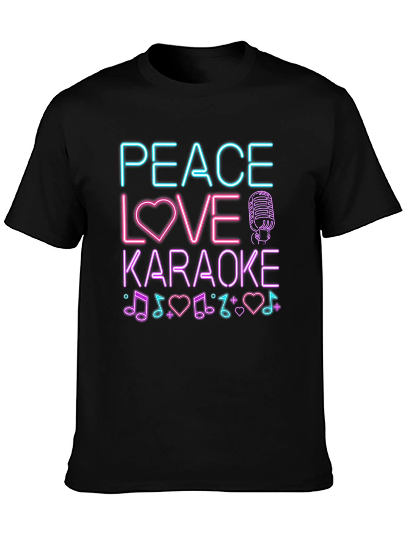 Peace Love Karaoke T-Shirt - Neon Design