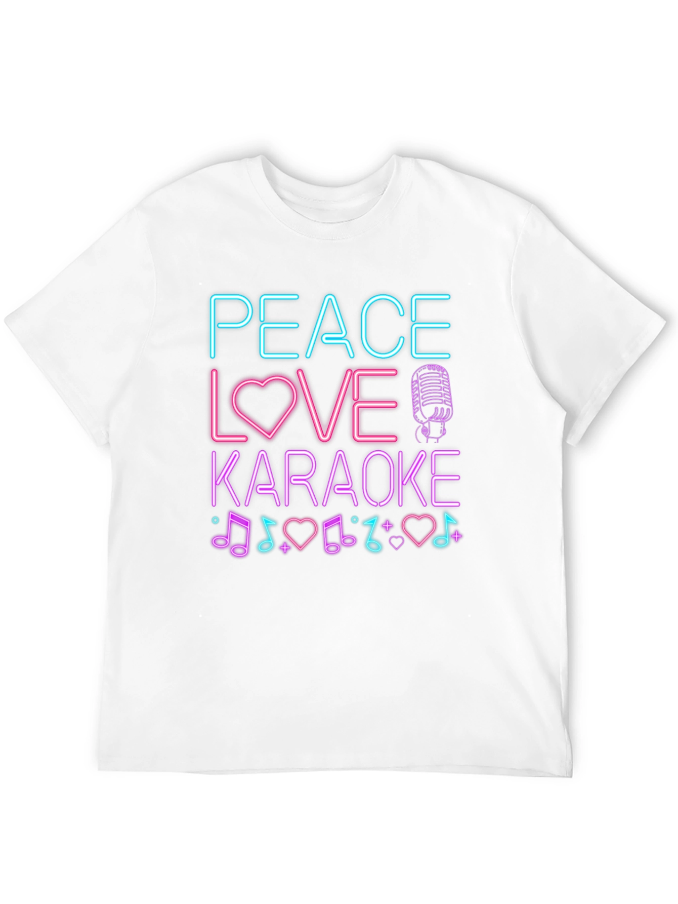 Peace Love Karaoke T-Shirt - Neon Design