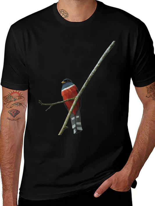 Geometric Bird on Branch Graphic Tee