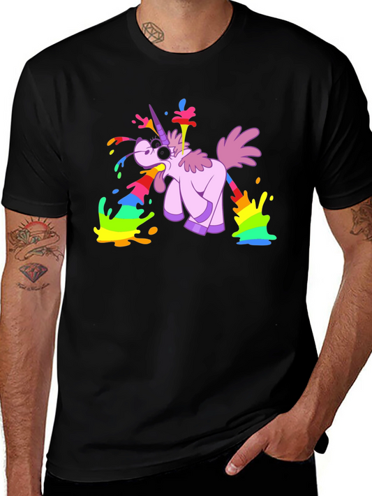 Rainbow Vomit Unicorn Graphic Tee - Funny T-Shirt