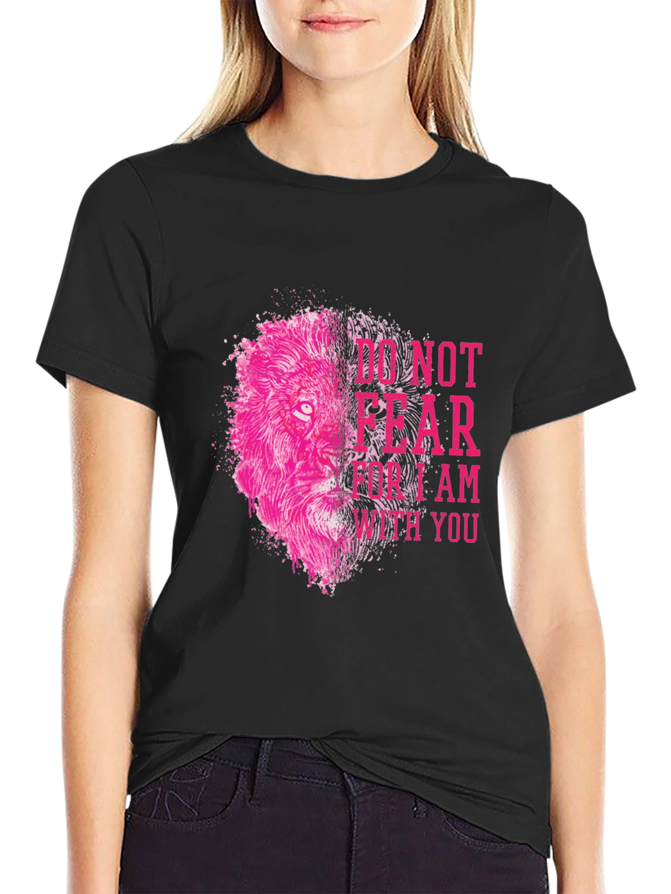 Lion Graphic Print Black T-Shirt