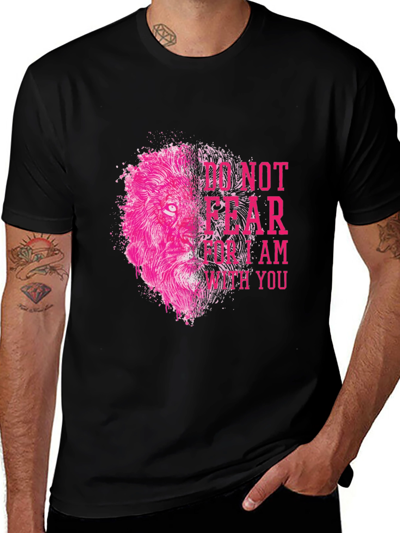 Lion Graphic Print Black T-Shirt