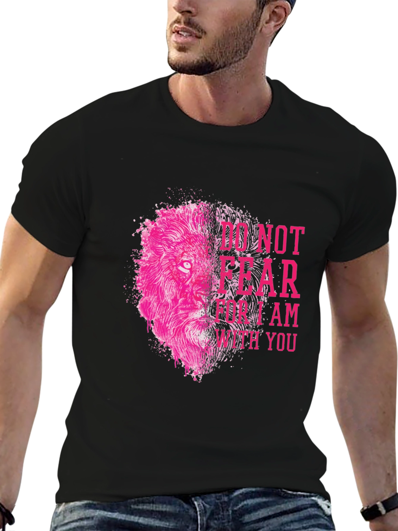 Lion Graphic Print Black T-Shirt