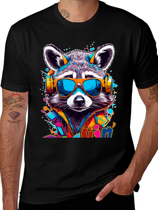 Raccoon DJ T-Shirt - Cool Animal Graphic Tee