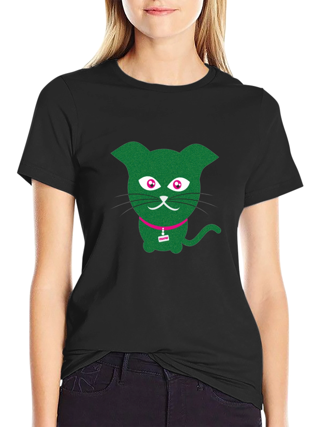 Cool Cat Tee - Green Kitty Graphic T-Shirt
