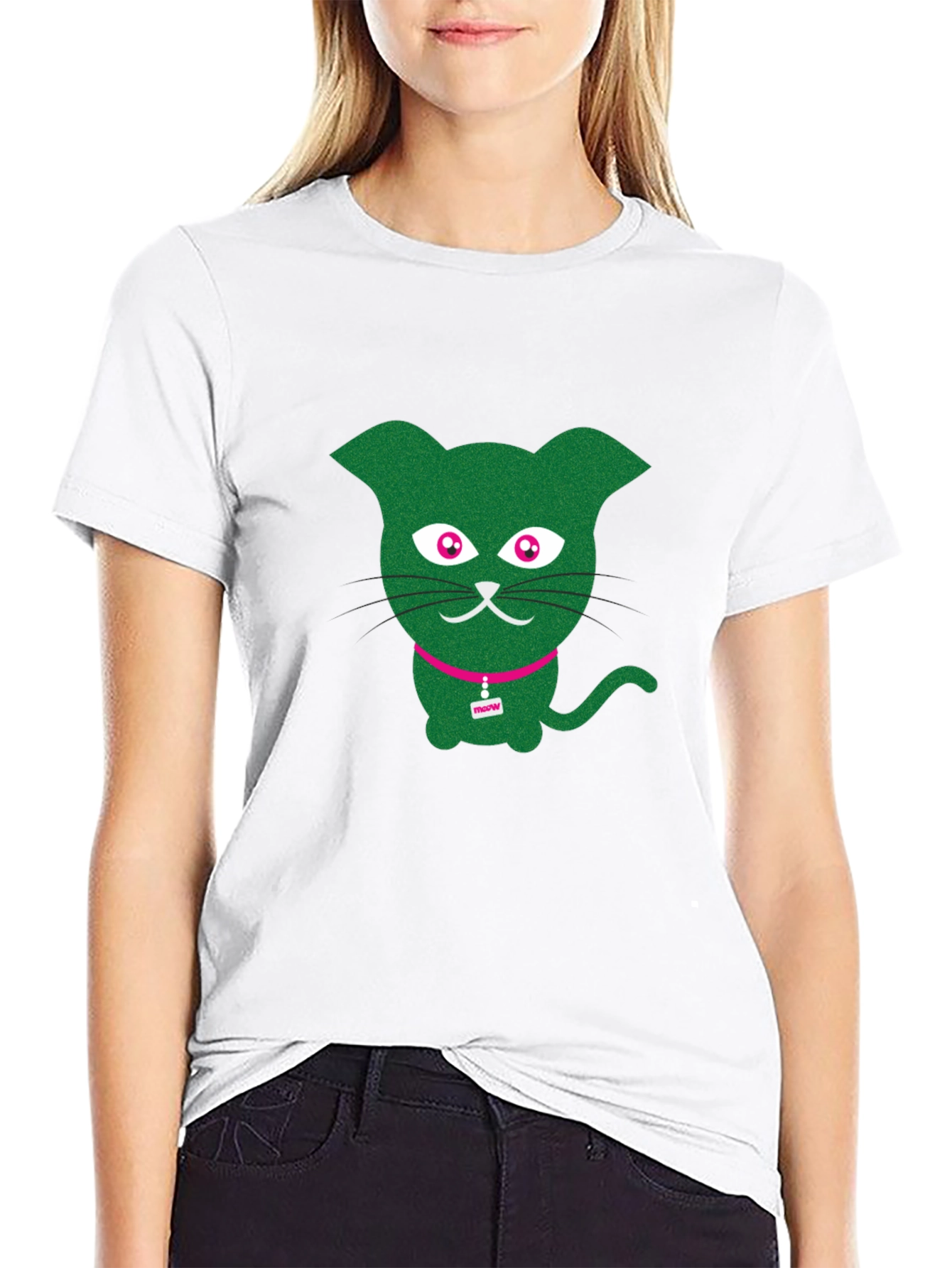 Cool Cat Tee - Green Kitty Graphic T-Shirt