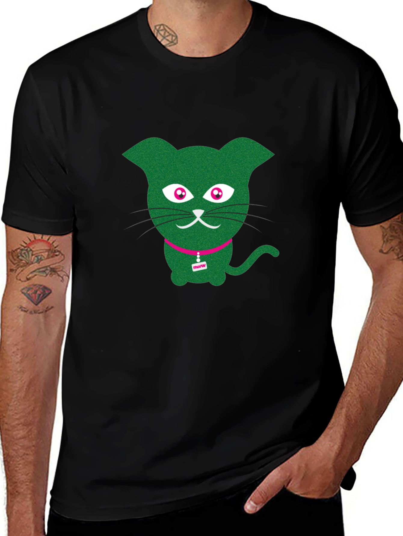 Cool Cat Tee - Green Kitty Graphic T-Shirt