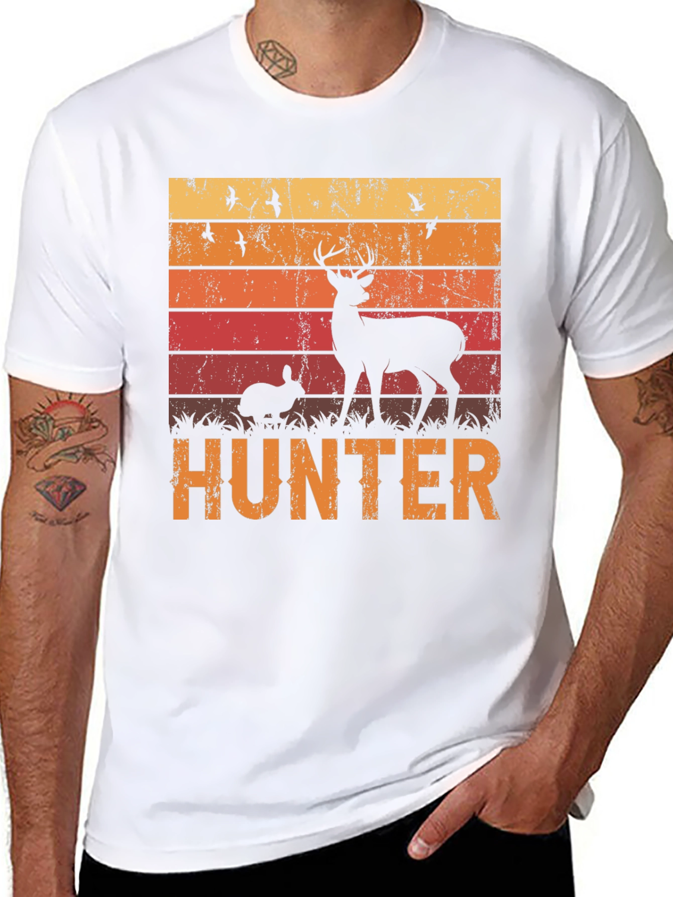 Hunter T-Shirt - Deer and Rabbit Graphic Tee