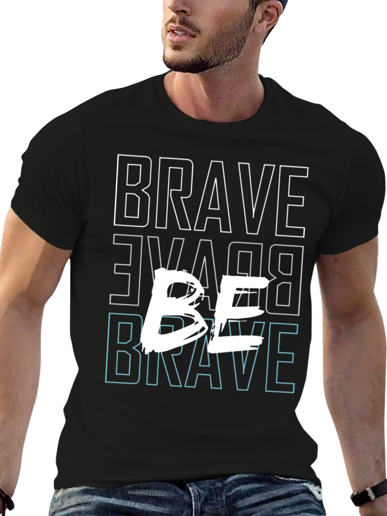 Be Brave Graphic Tee - Mens Casual Black T-Shirt