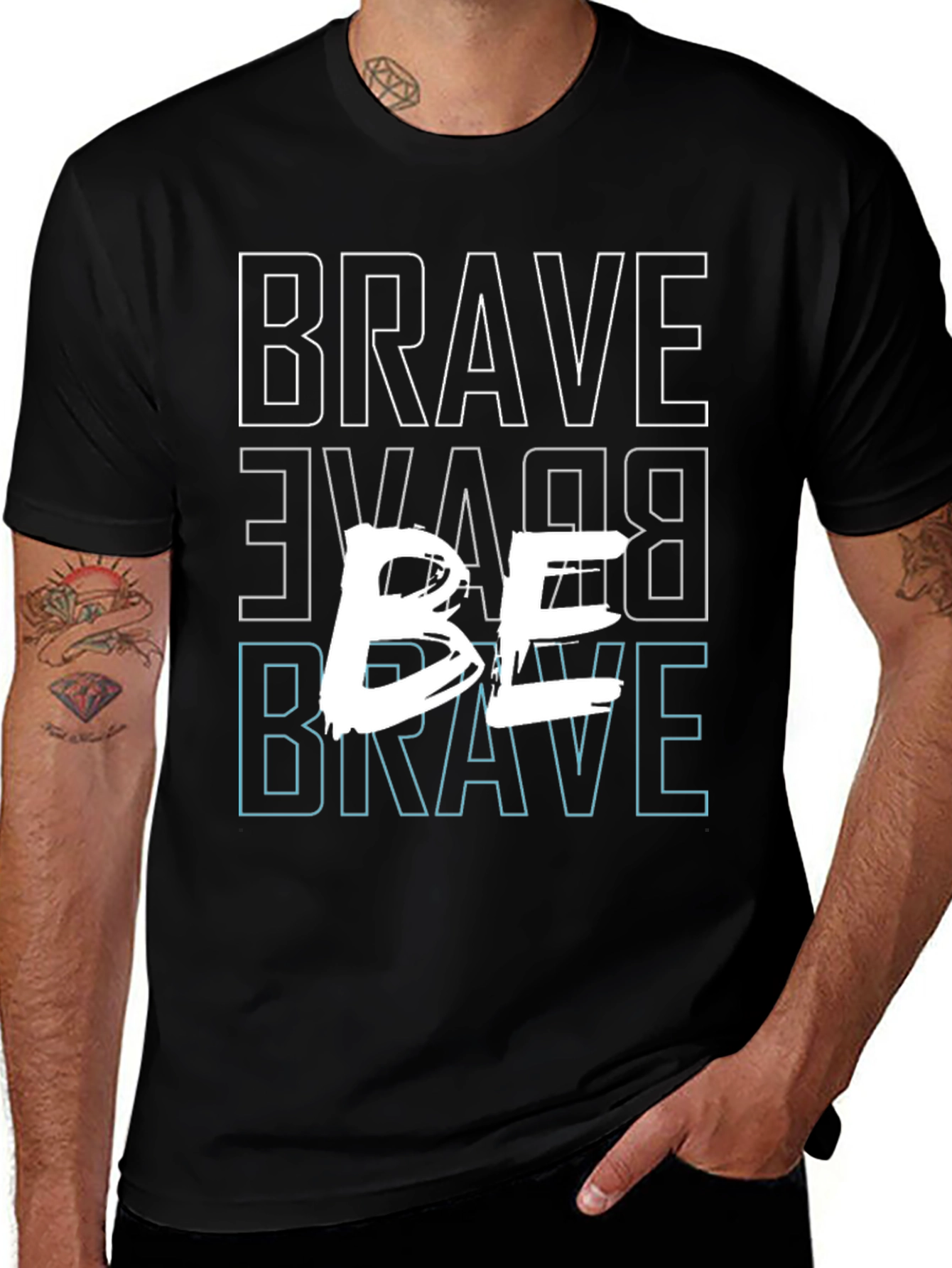 Be Brave Graphic Tee - Mens Casual Black T-Shirt