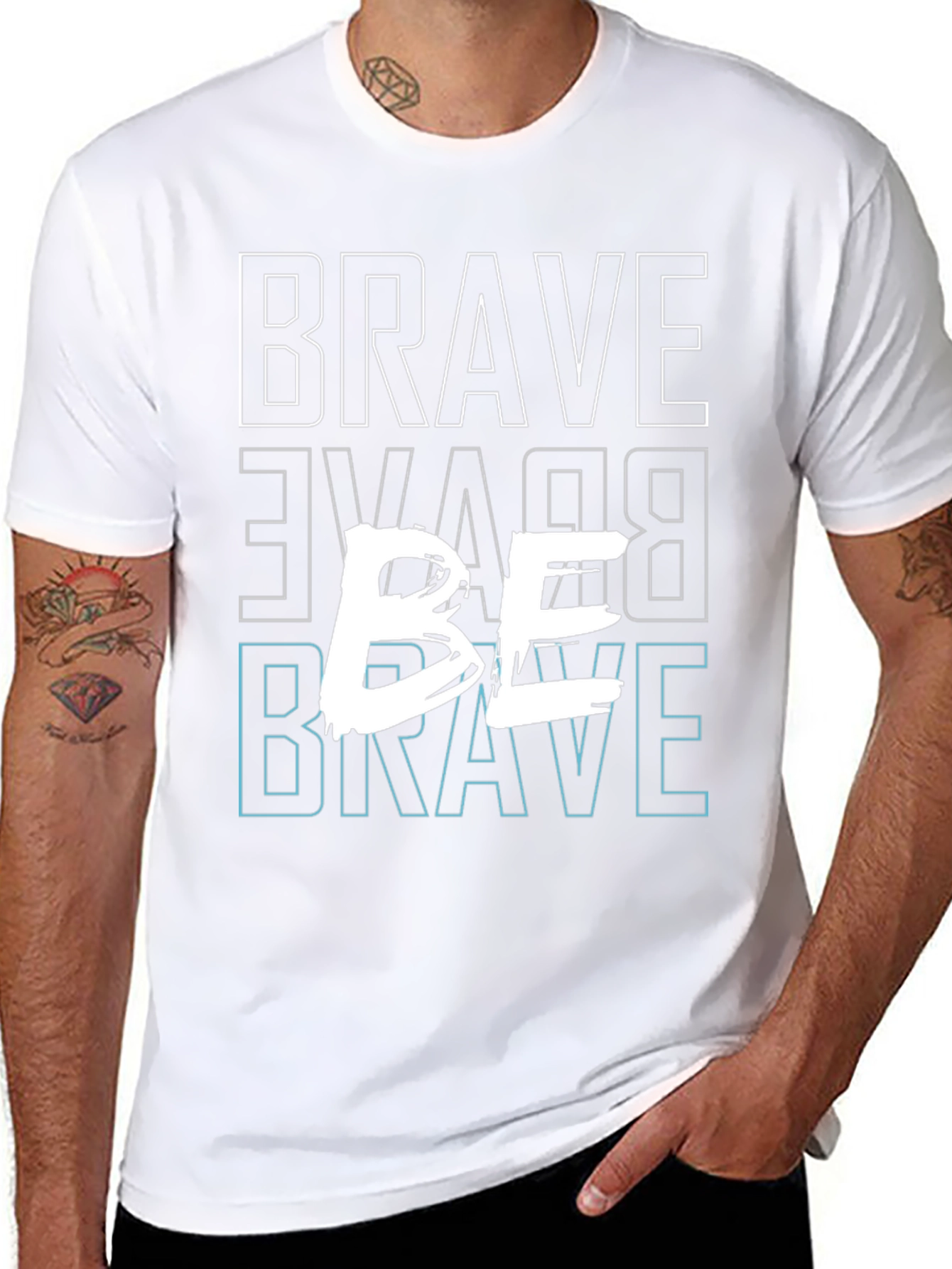 Be Brave Graphic Tee - Mens Casual Black T-Shirt