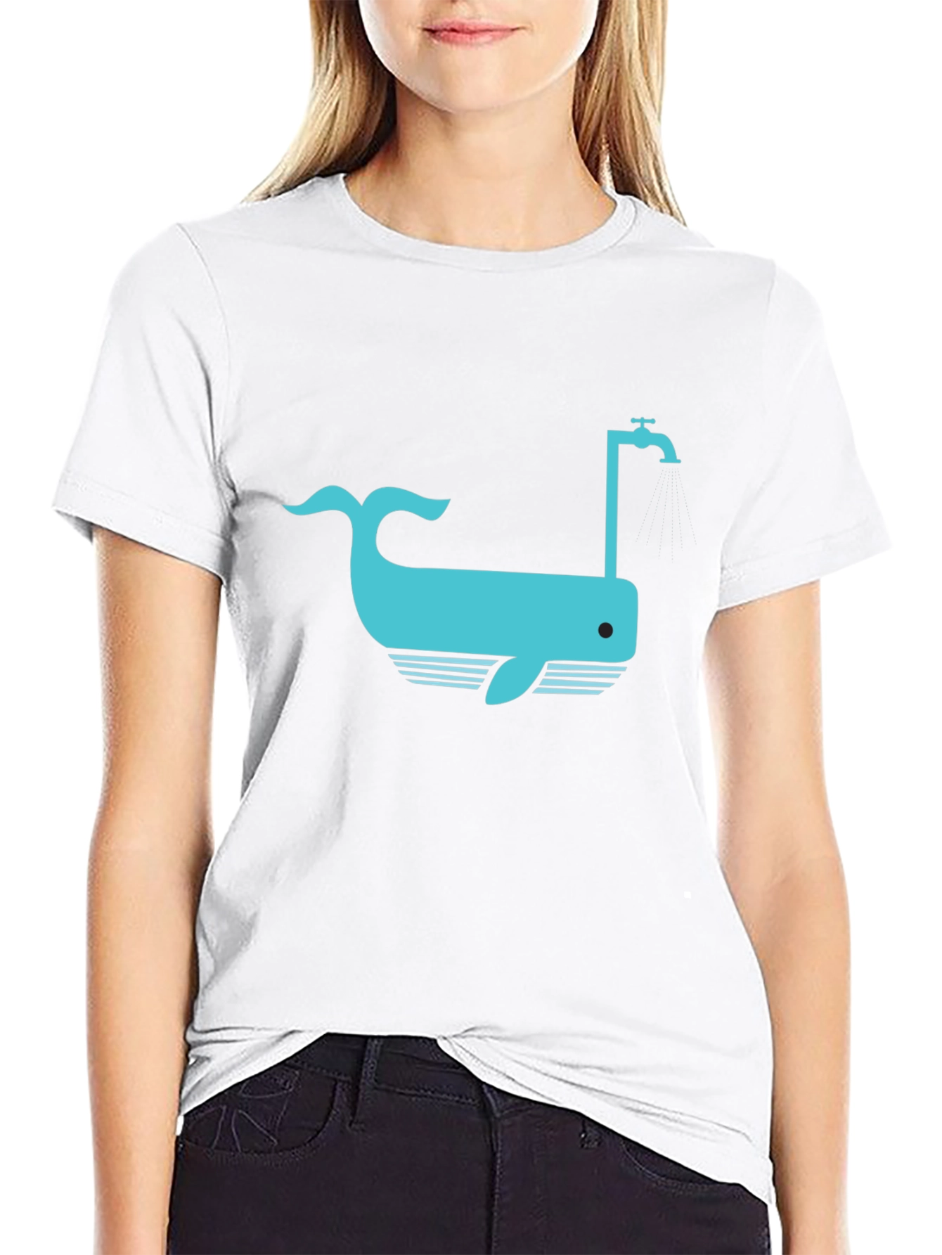 Whale Faucet Graphic Black T-Shirt