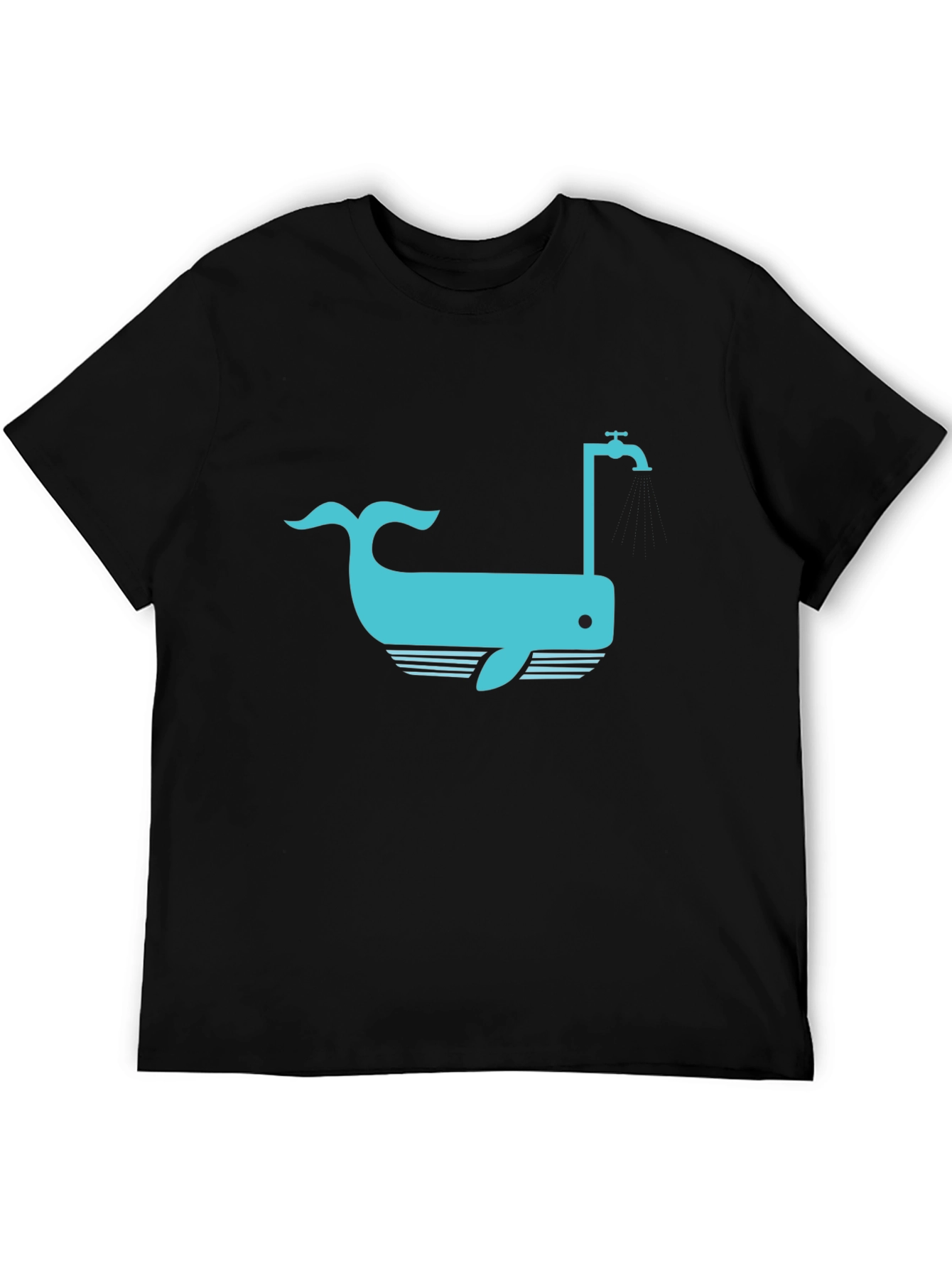 Whale Faucet Graphic Black T-Shirt