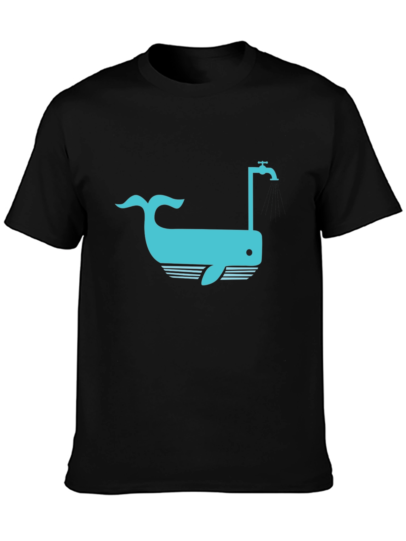 Whale Faucet Graphic Black T-Shirt