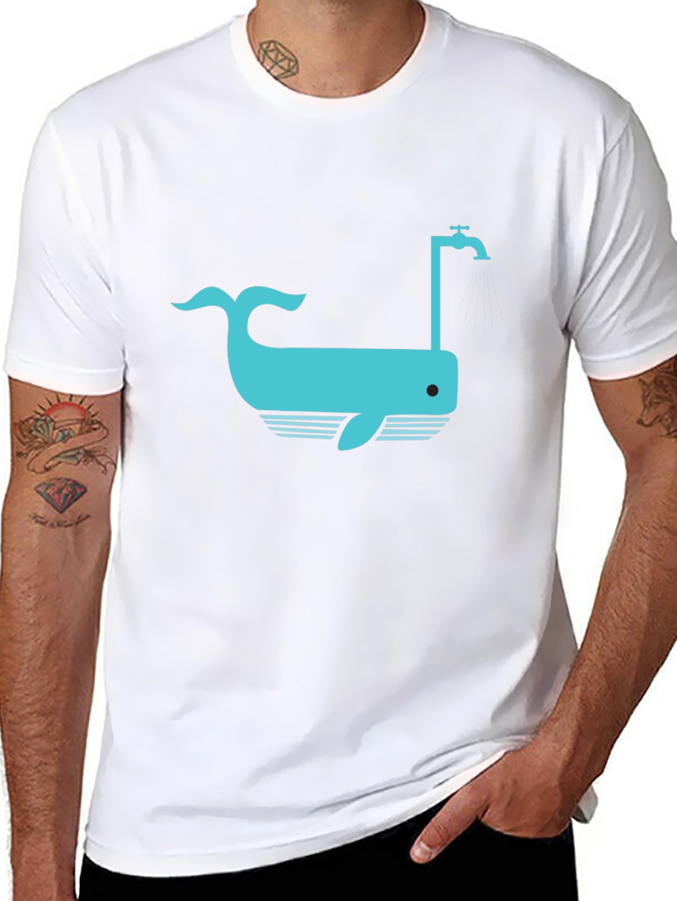 Whale Faucet Graphic Black T-Shirt
