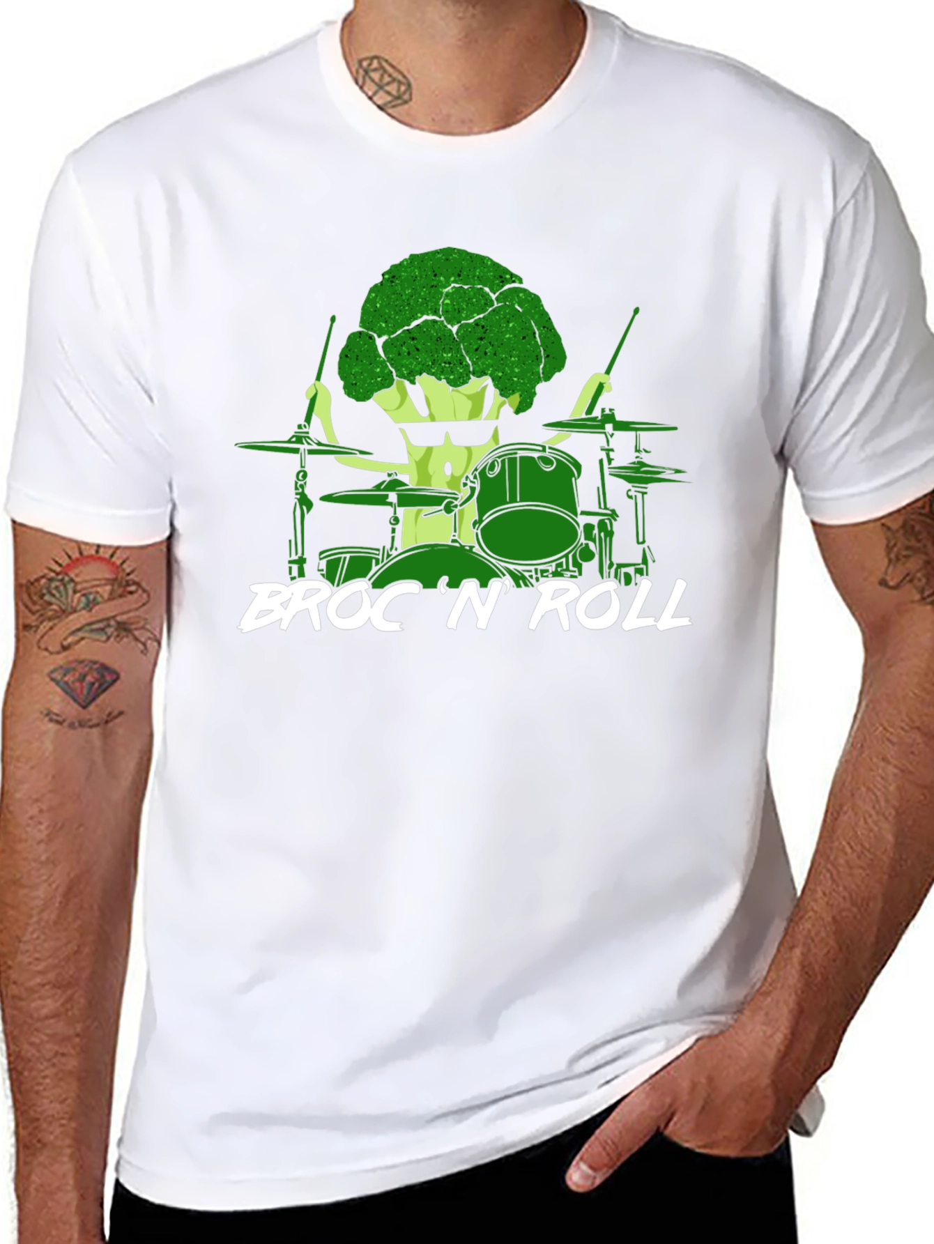 Broccoli Drummer T-Shirt - Broc N Roll Band Tee
