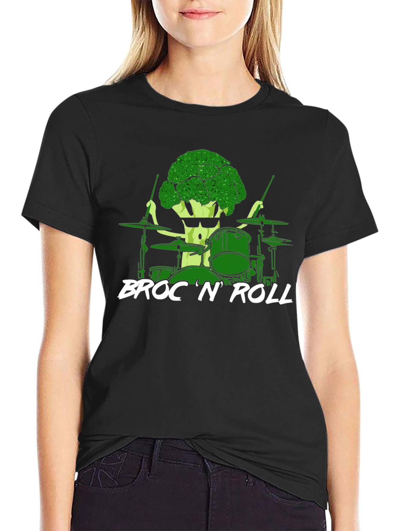Broccoli Drummer T-Shirt - Broc N Roll Band Tee
