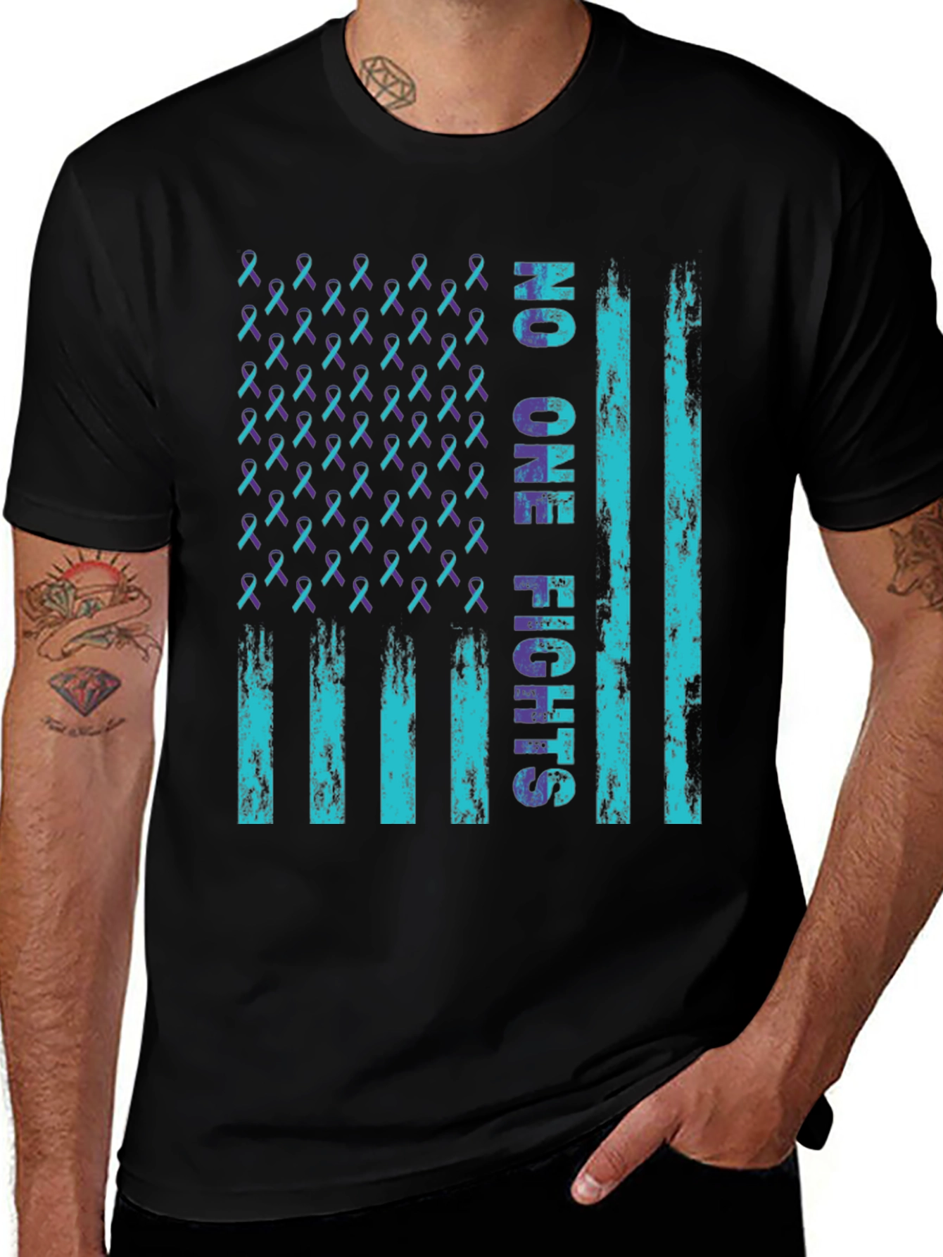 No One Fights Alone Awareness Flag T-Shirt