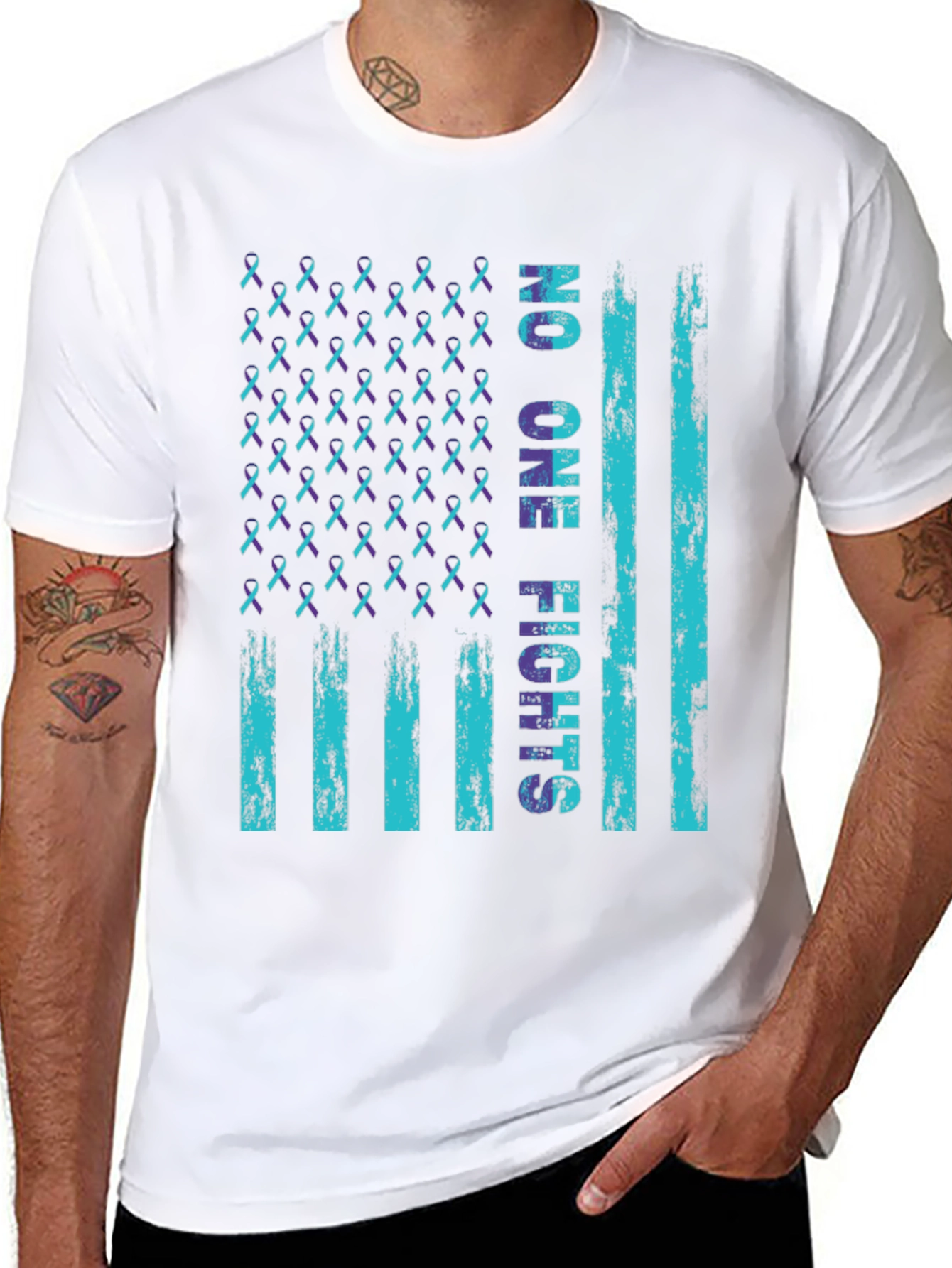 No One Fights Alone Awareness Flag T-Shirt