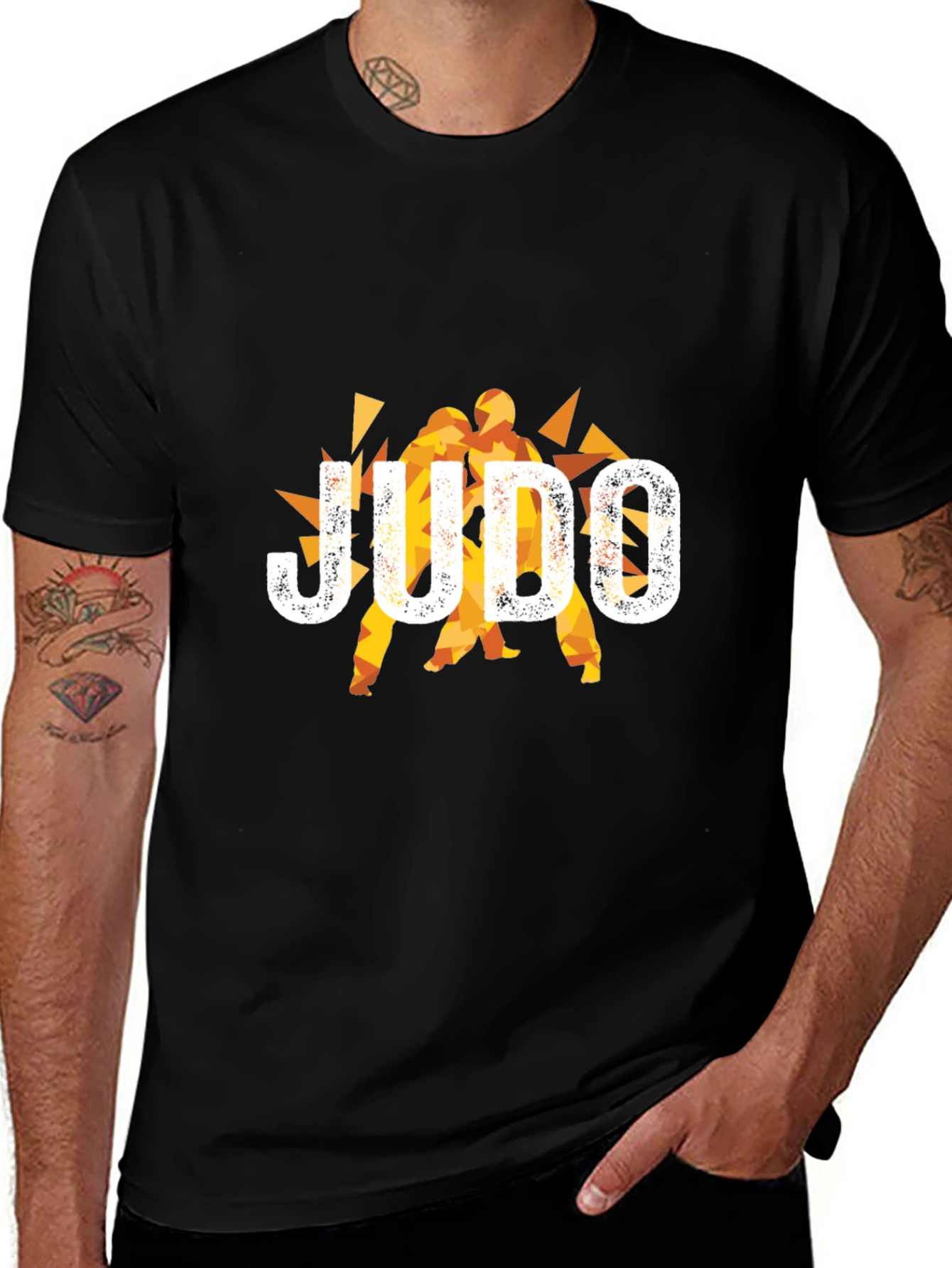 Judo Graphic Print Black T-Shirt