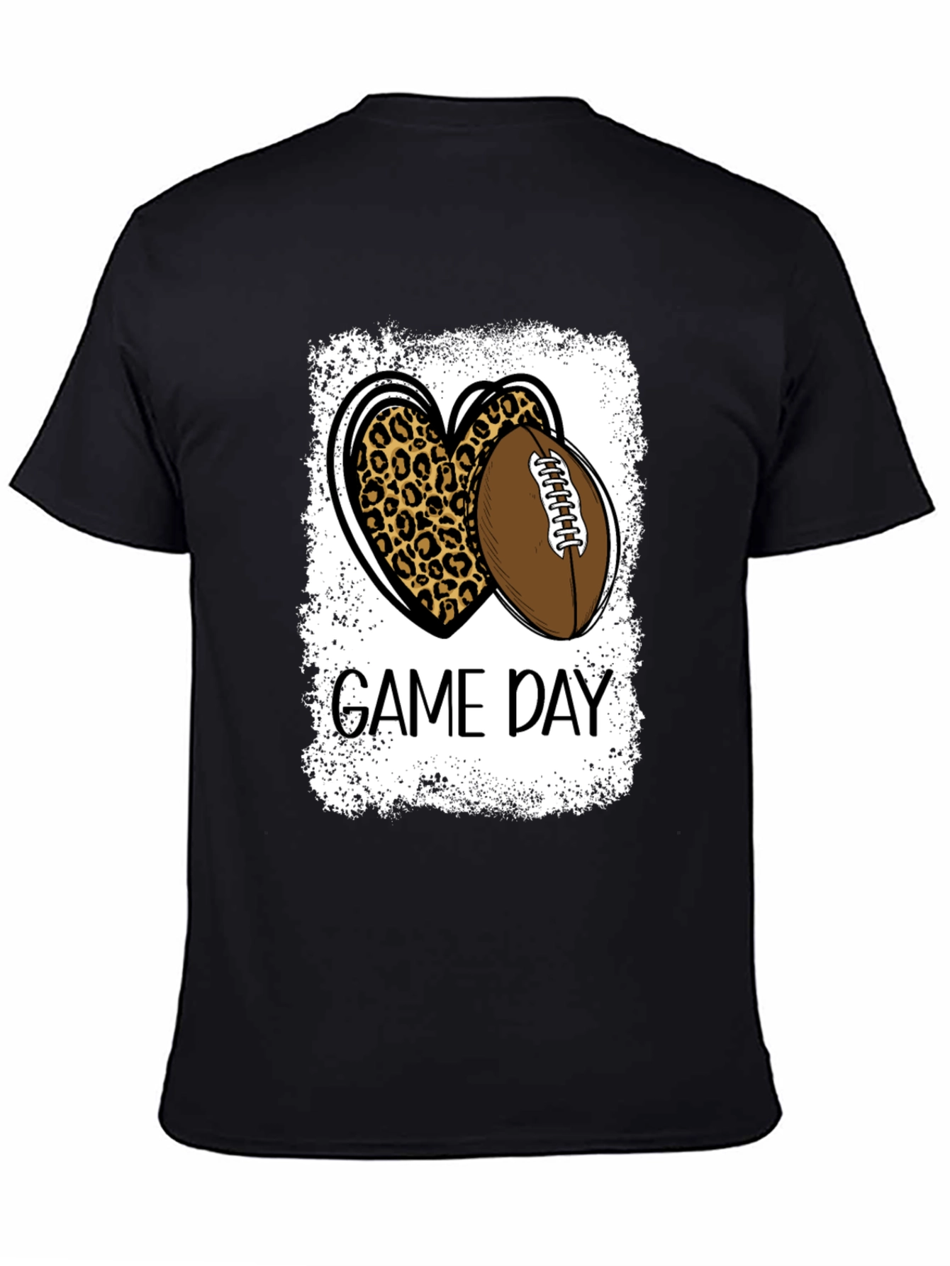 Game Day Leopard Heart Football T-Shirt