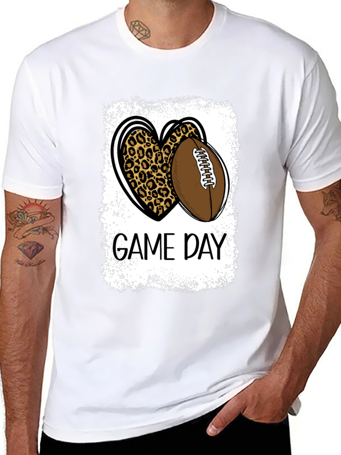 Game Day Leopard Heart Football T-Shirt