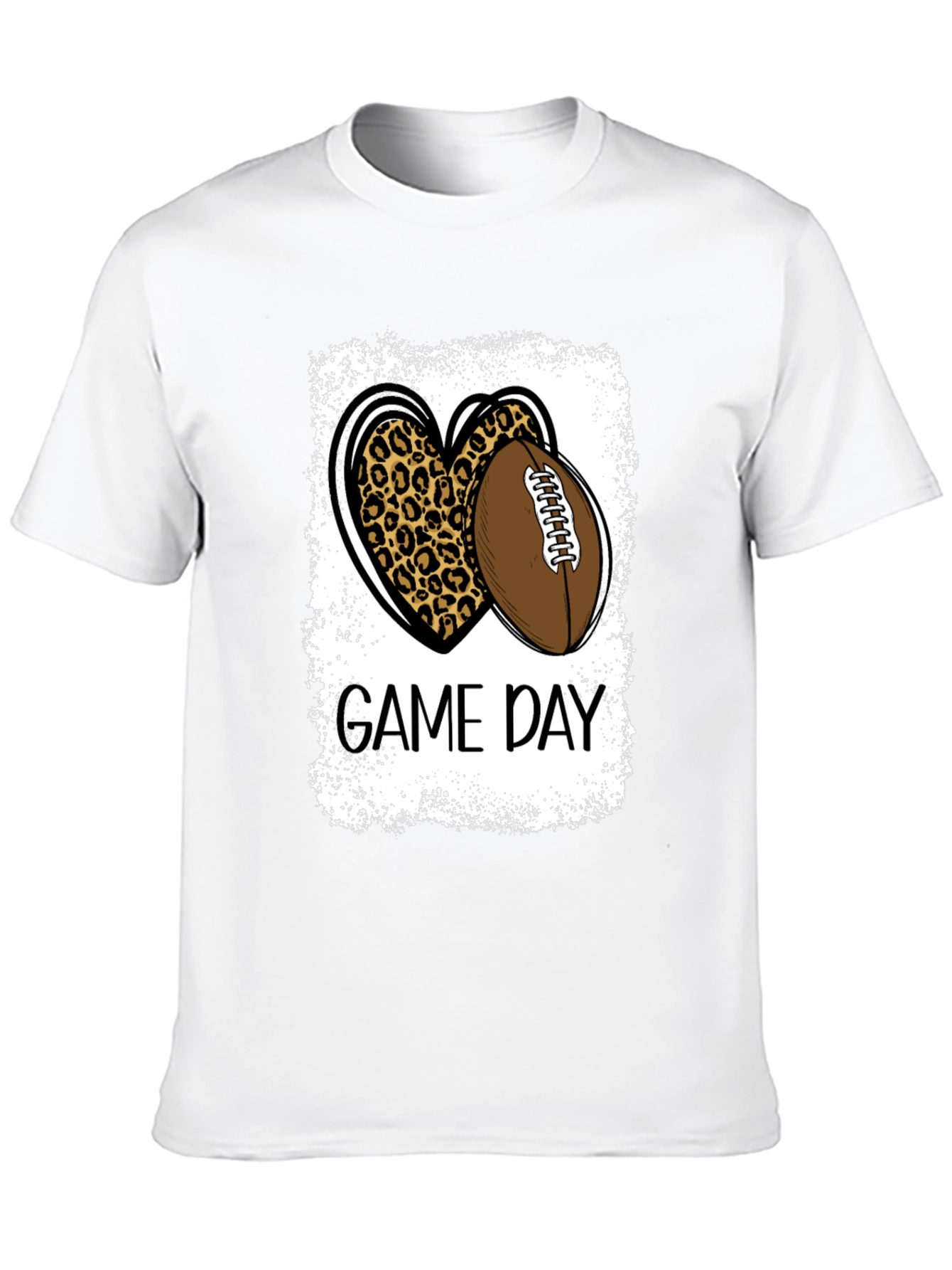 Game Day Leopard Heart Football T-Shirt