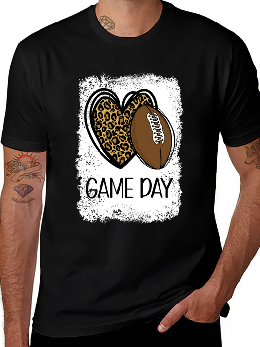 Game Day Leopard Heart Football T-Shirt