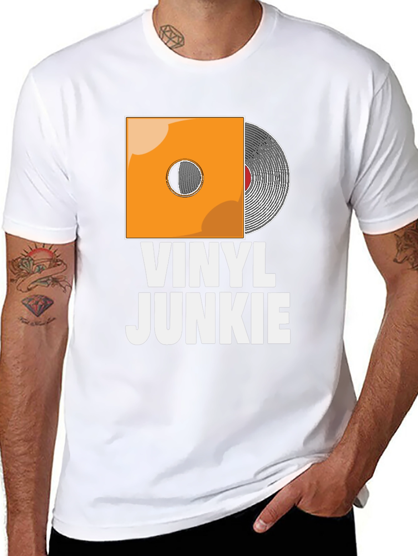 Vinyl Junkie T-Shirt - Black Graphic Tee