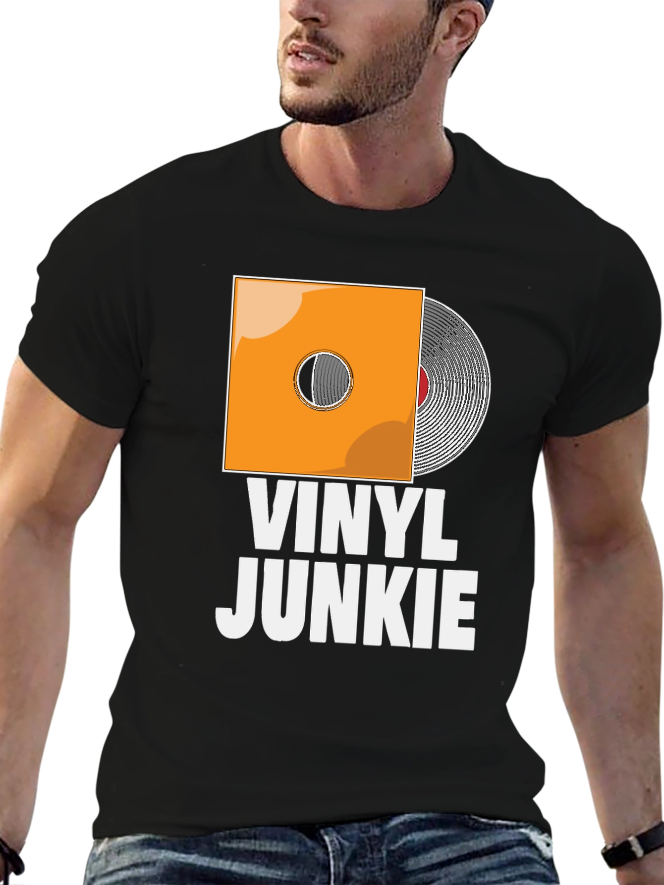 Vinyl Junkie T-Shirt - Black Graphic Tee