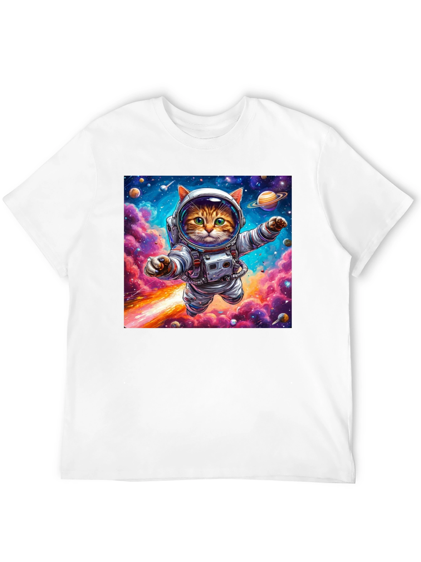 Astronaut Cat Graphic Tee - Space Adventure T-Shirt