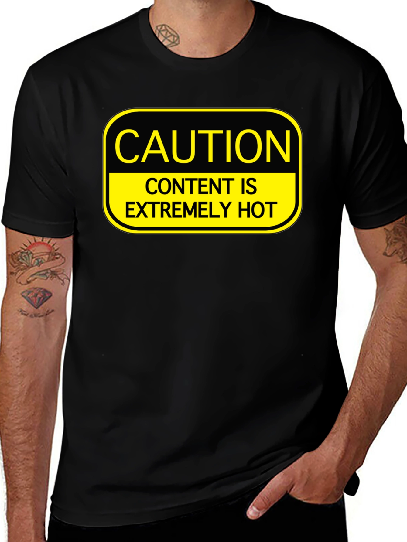 Caution Extremely Hot Content Graphic T-Shirt