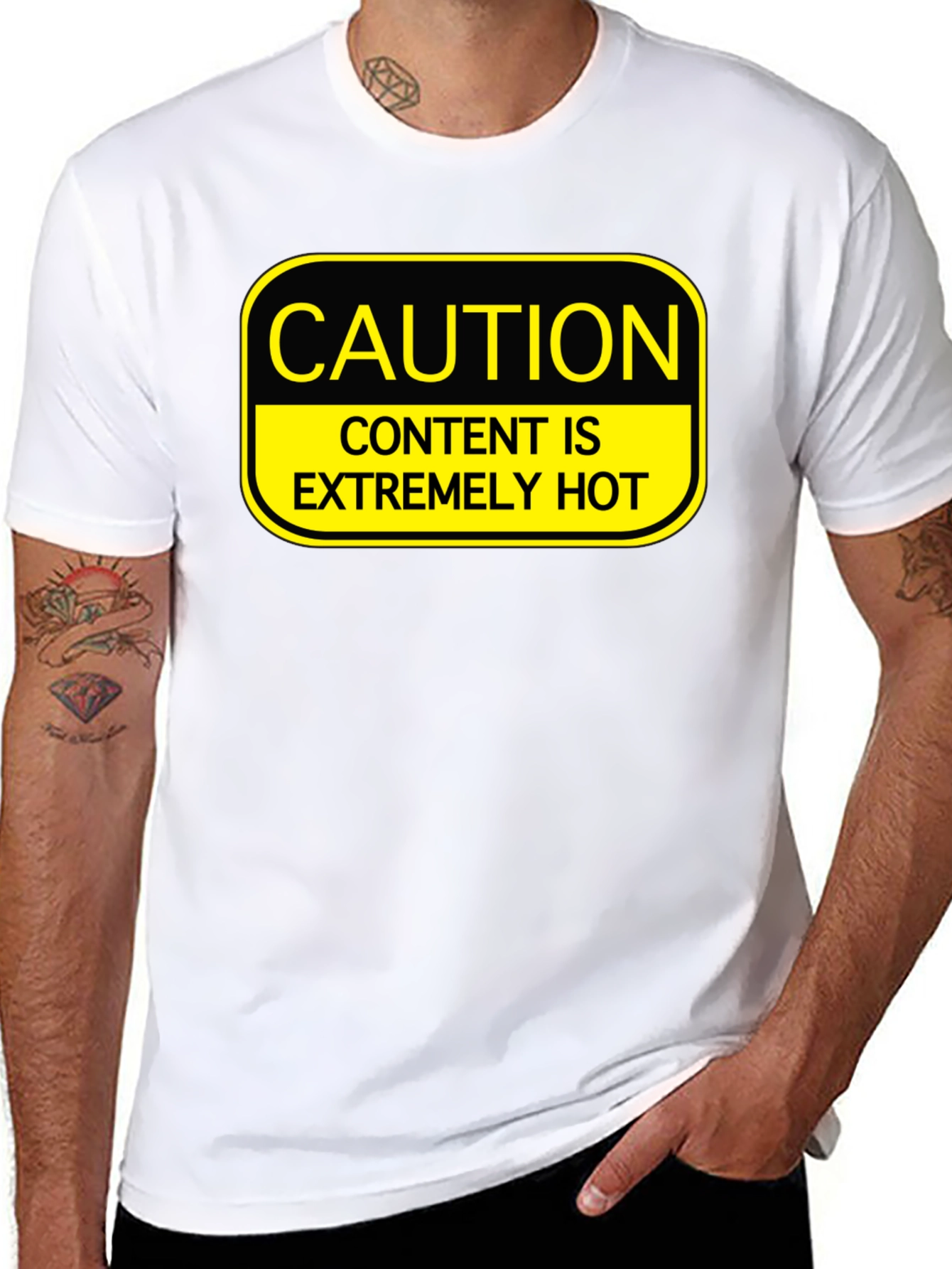 Caution Extremely Hot Content Graphic T-Shirt