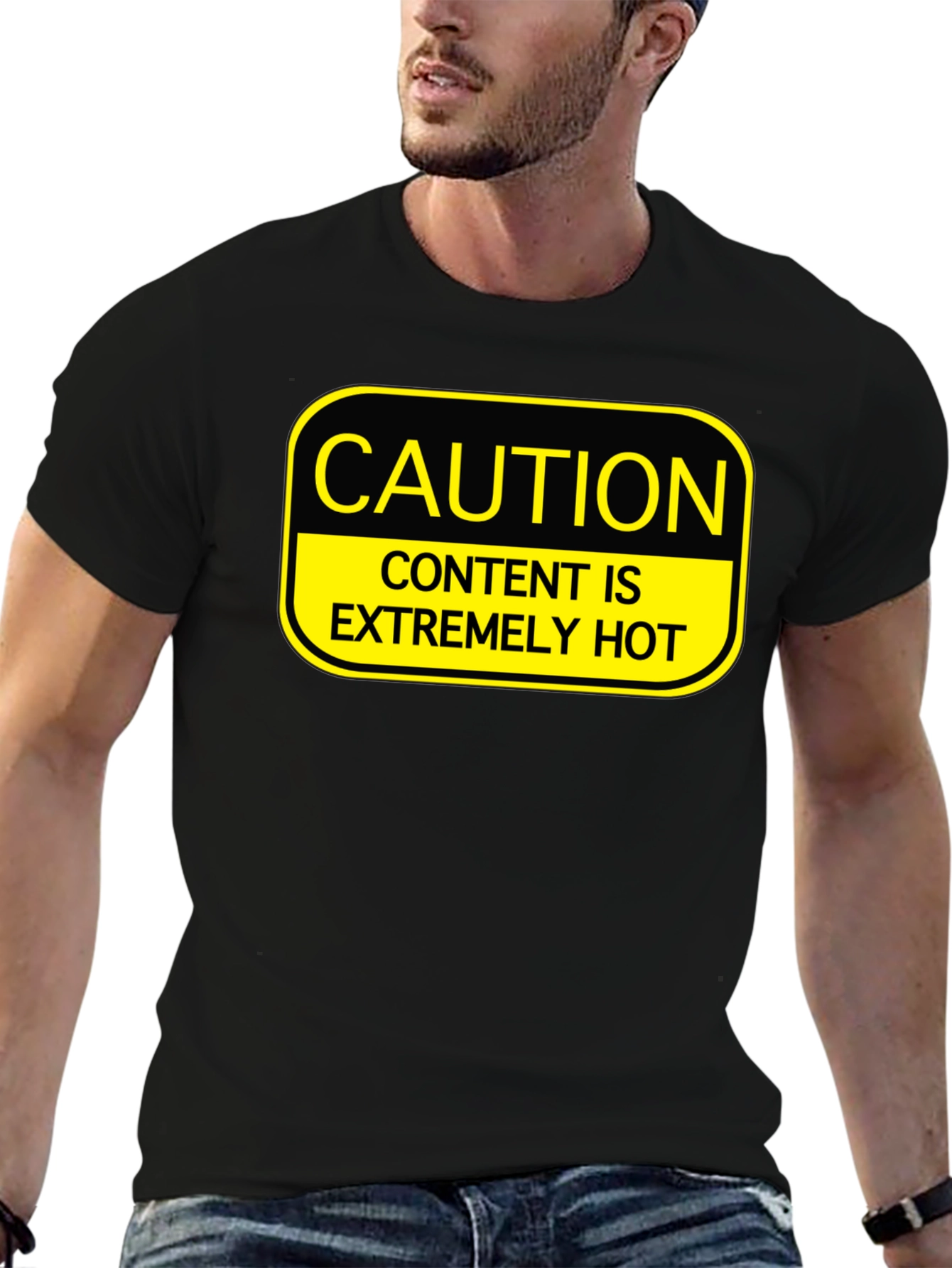 Caution Extremely Hot Content Graphic T-Shirt