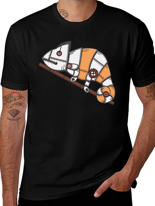 Steampunk Chameleon Graphic T-Shirt - Unique Design