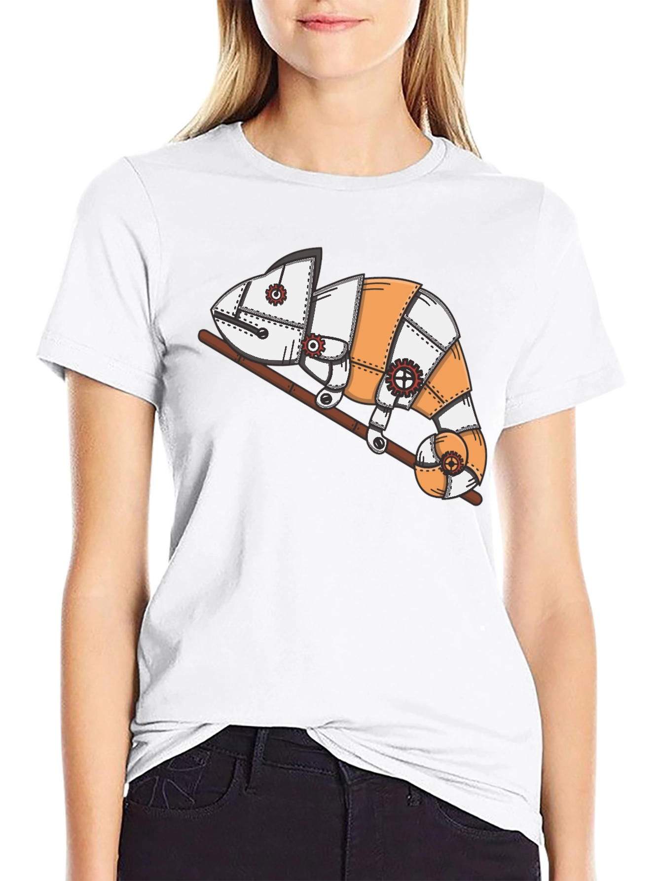 Steampunk Chameleon Graphic T-Shirt - Unique Design