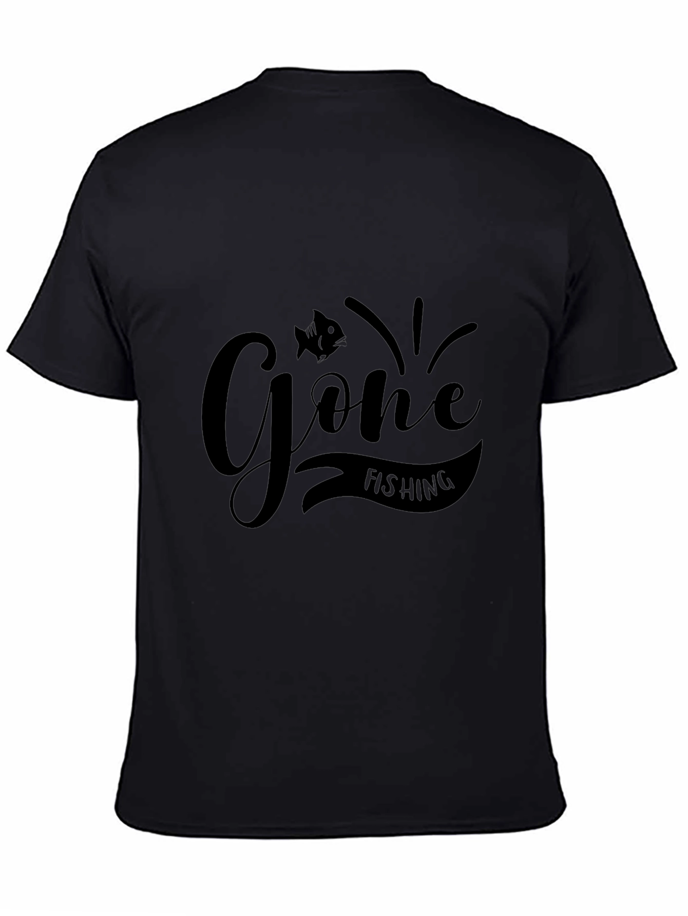 Gone Fishing Black Graphic Tee - Mens Casual Shirt