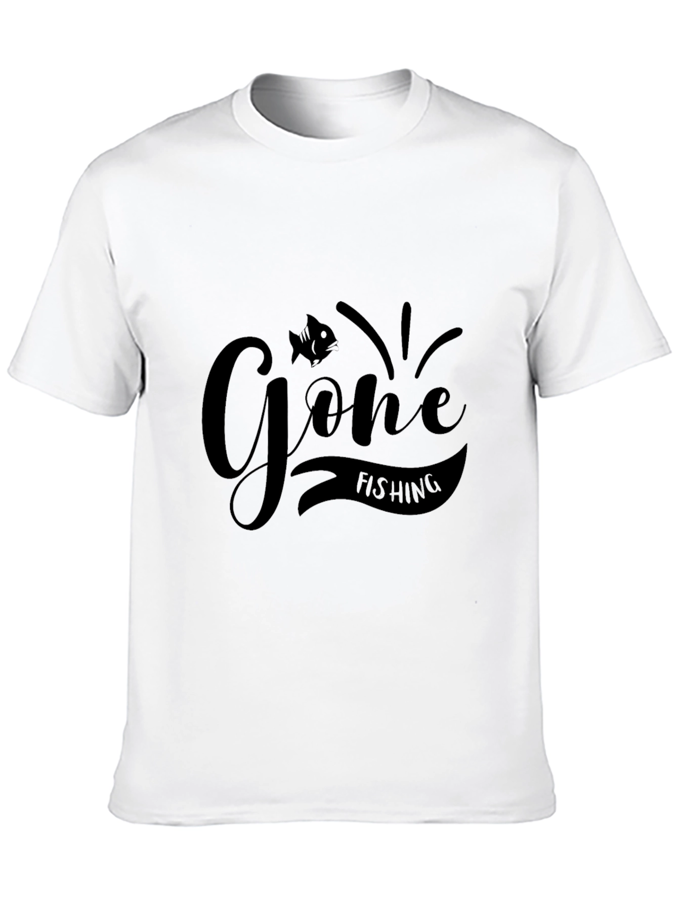 Gone Fishing Black Graphic Tee - Mens Casual Shirt