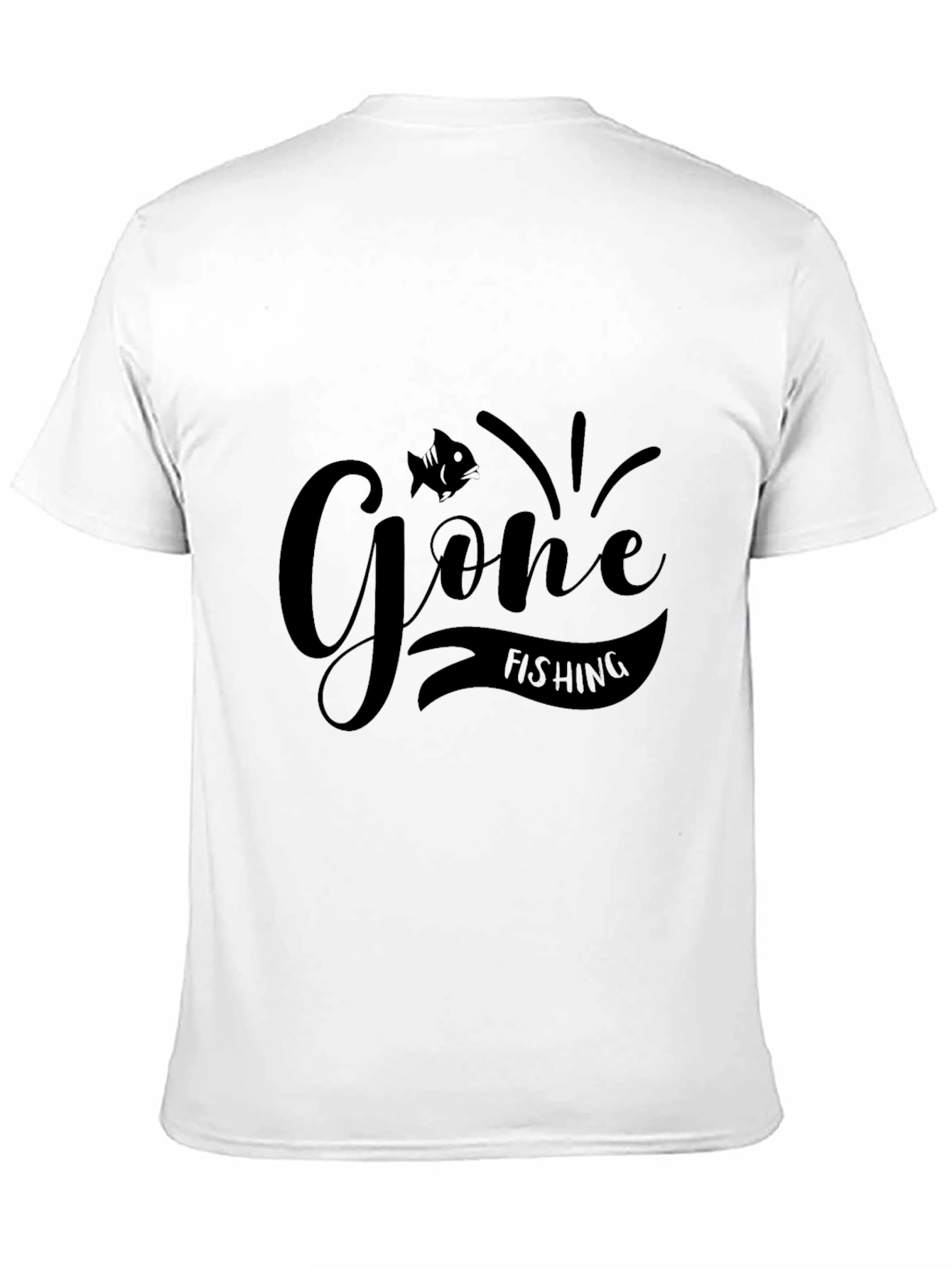 Gone Fishing Black Graphic Tee - Mens Casual Shirt
